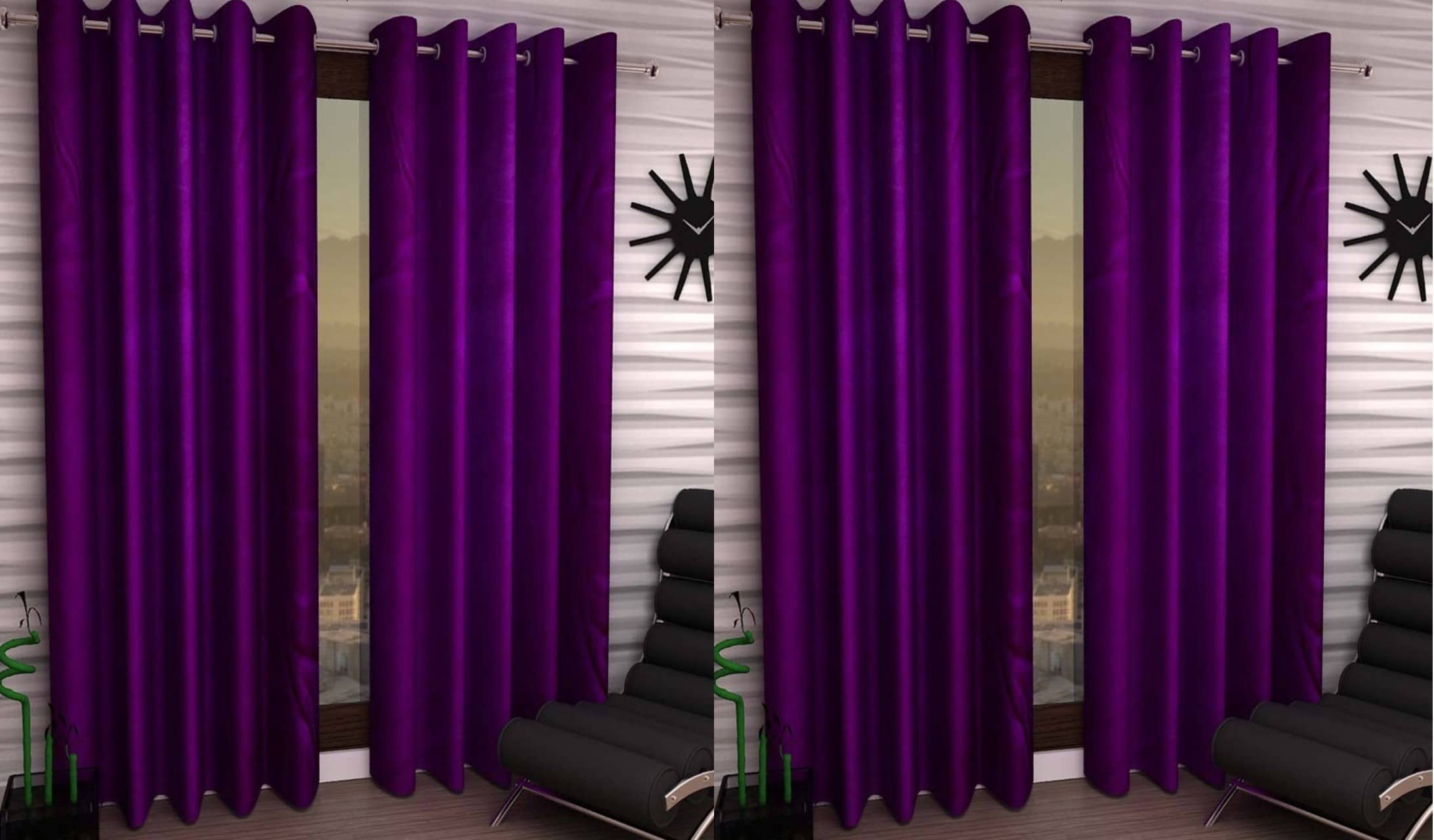 N2C Home Solid Semi-Transparent Eyelet Curtain 5 ft ( Pack of 4 ) - Purple