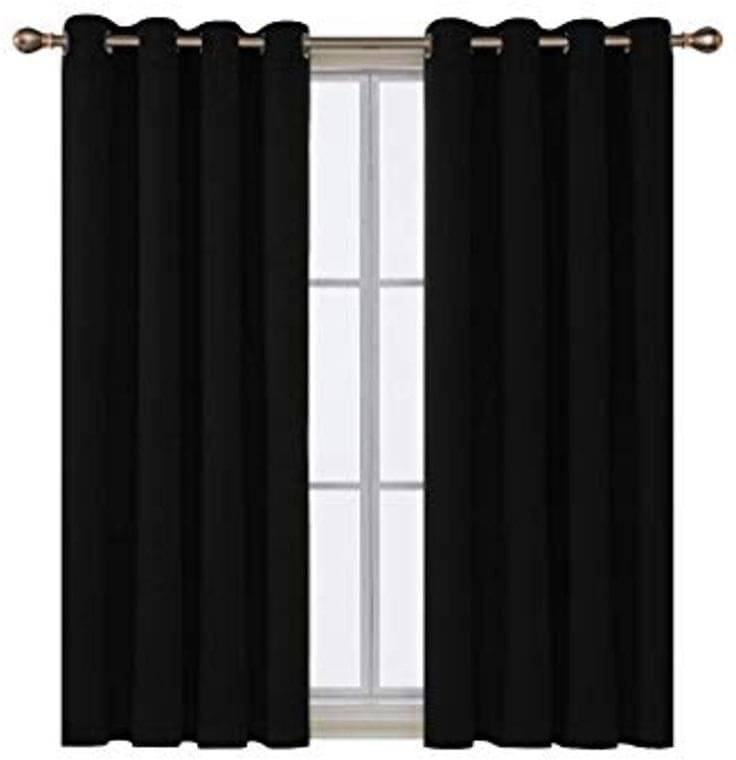 N2C Home Solid Semi-Transparent Eyelet Curtain 5 ft ( Pack of 2 ) - Black N2C Home Solid Semi-Transparent Eyelet Curtain 5 ft ( Pack of 2 ) - Black
