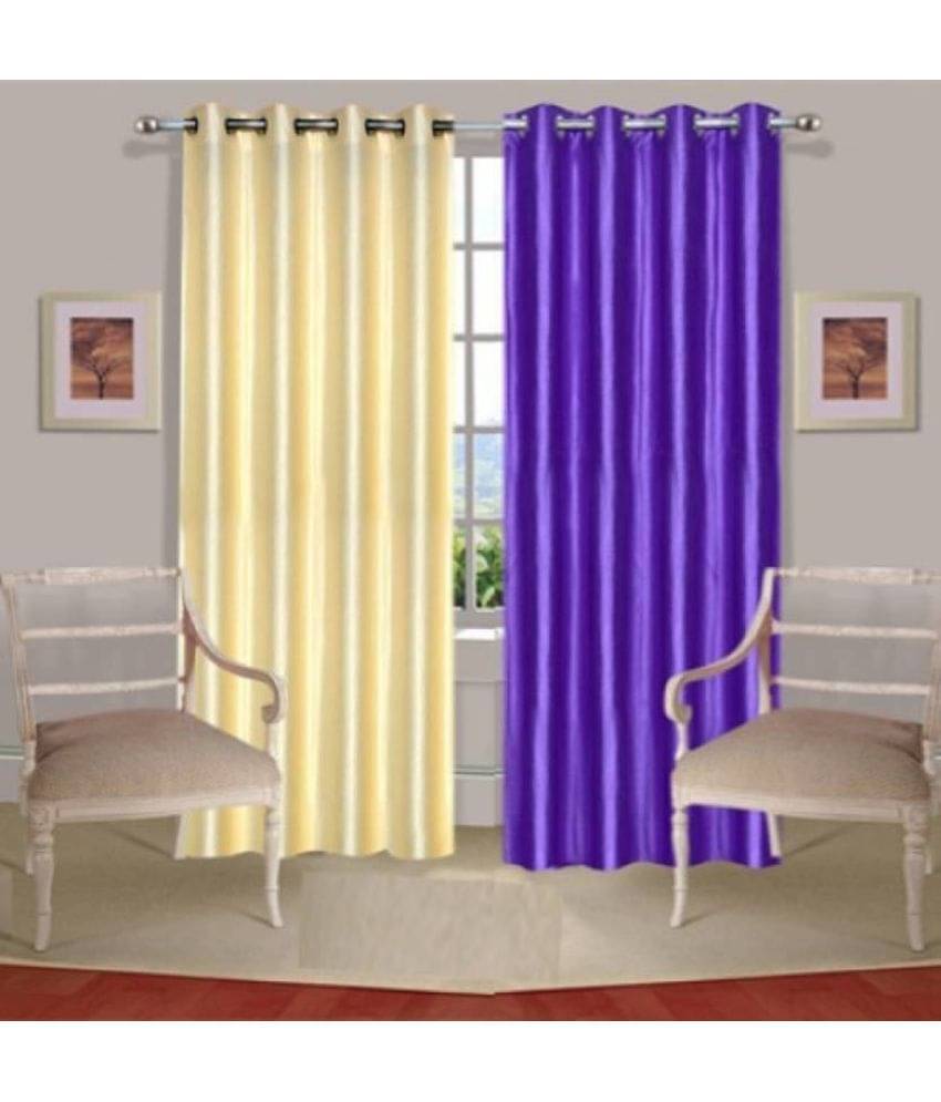     			N2C Home Solid Semi-Transparent Eyelet Curtain 5 ft ( Pack of 2 ) - Multicolor