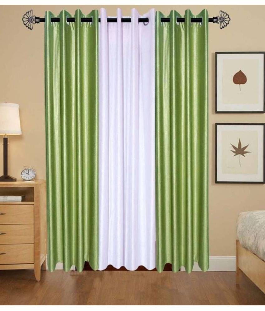 N2C Home Solid Semi-Transparent Eyelet Curtain 9 ft ( Pack of 3 ) - Multicolor N2C Home Solid Semi-Transparent Eyelet Curtain 9 ft ( Pack of 3 ) - Multicolor