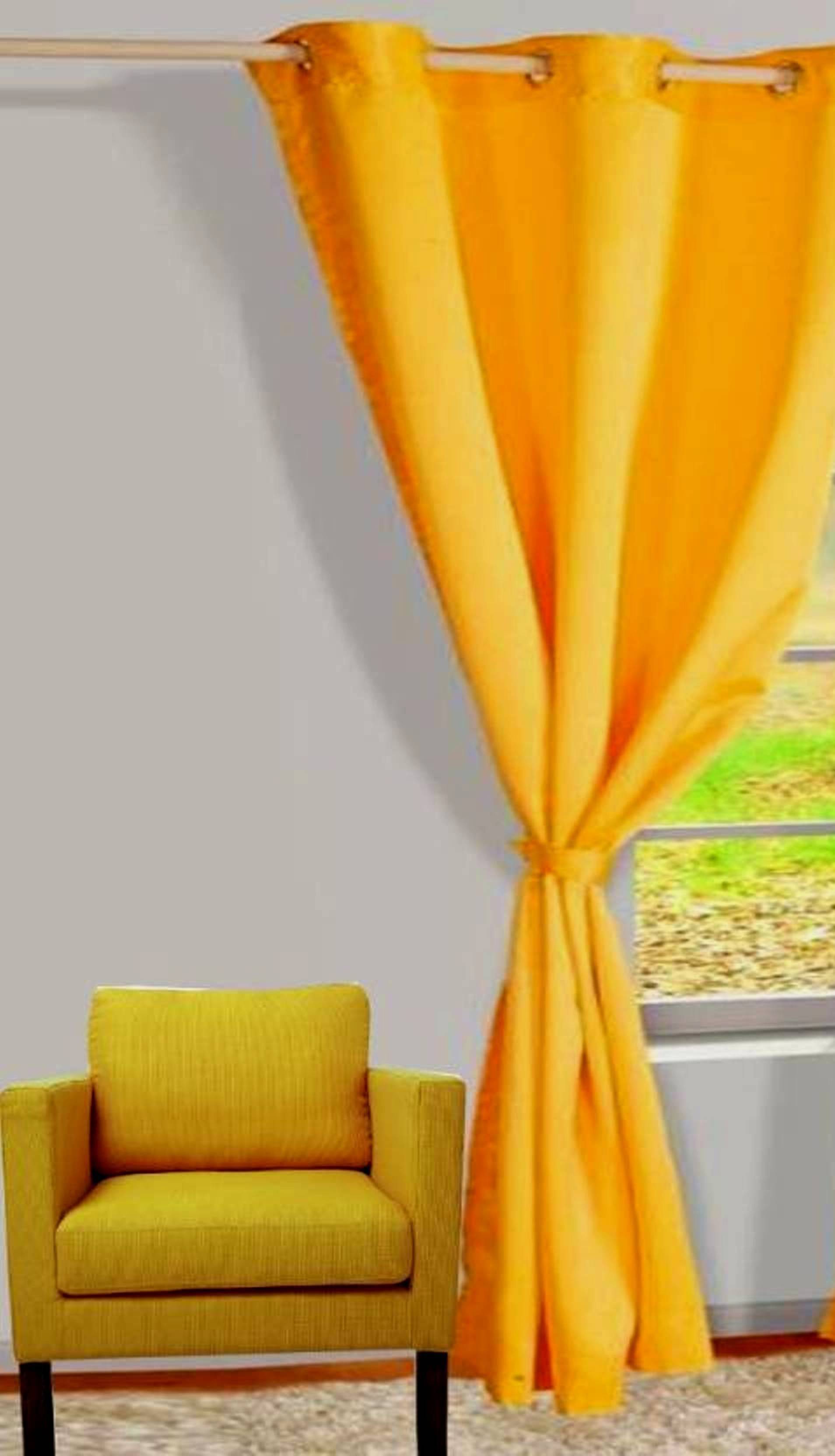 N2C Home Solid Semi-Transparent Eyelet Curtain 9 ft ( Pack of 1 ) - Yellow N2C Home Solid Semi-Transparent Eyelet Curtain 9 ft ( Pack of 1 ) - Yellow
