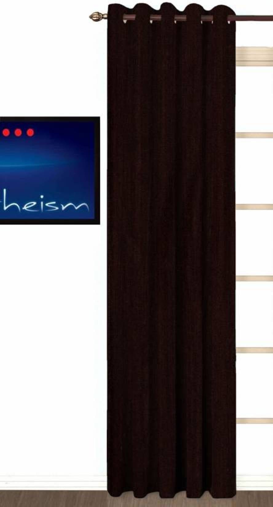 N2C Home Solid Semi-Transparent Eyelet Curtain 9 ft ( Pack of 1 ) - Brown N2C Home Solid Semi-Transparent Eyelet Curtain 9 ft ( Pack of 1 ) - Brown