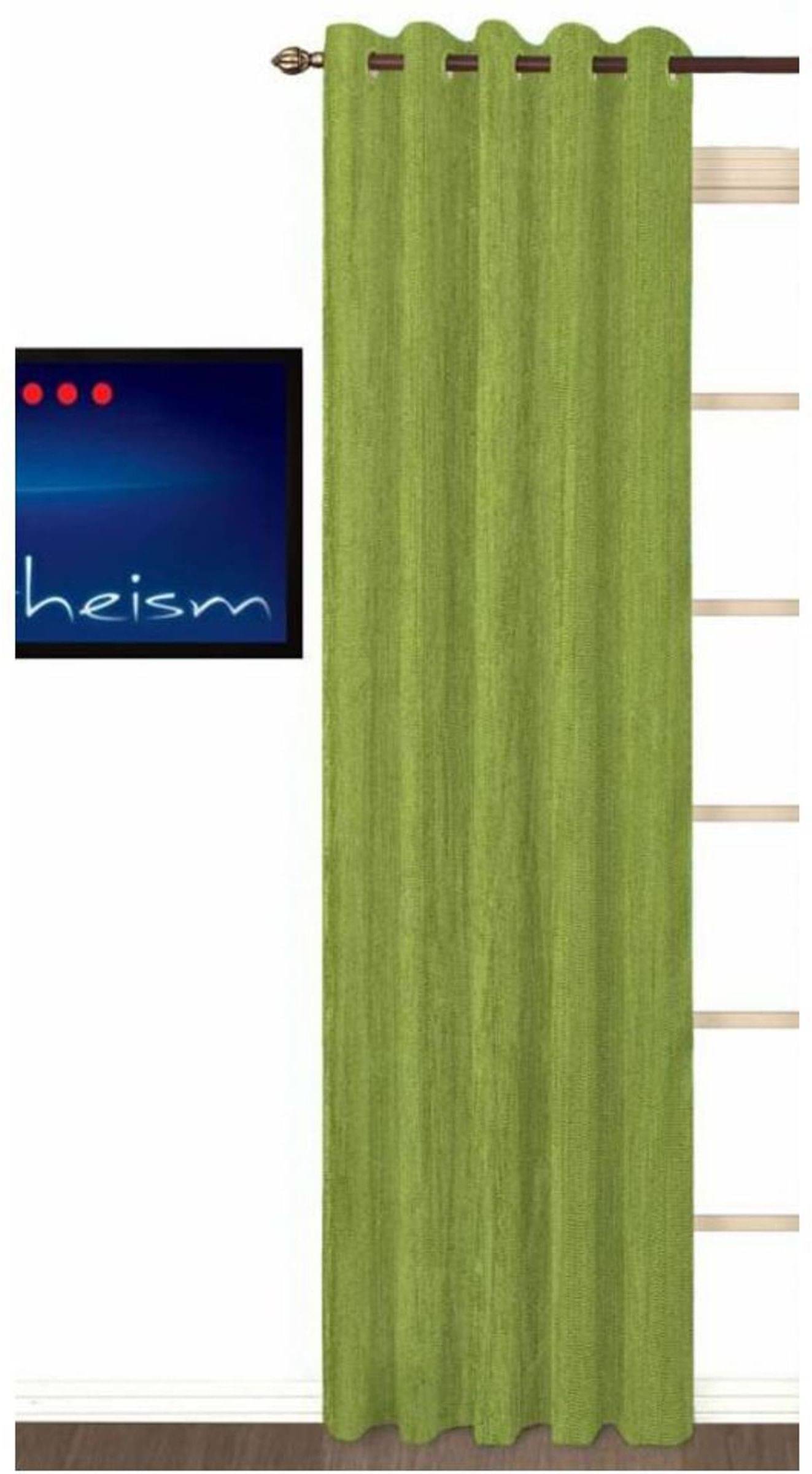     			N2C Home Solid Semi-Transparent Eyelet Curtain 9 ft ( Pack of 1 ) - Green