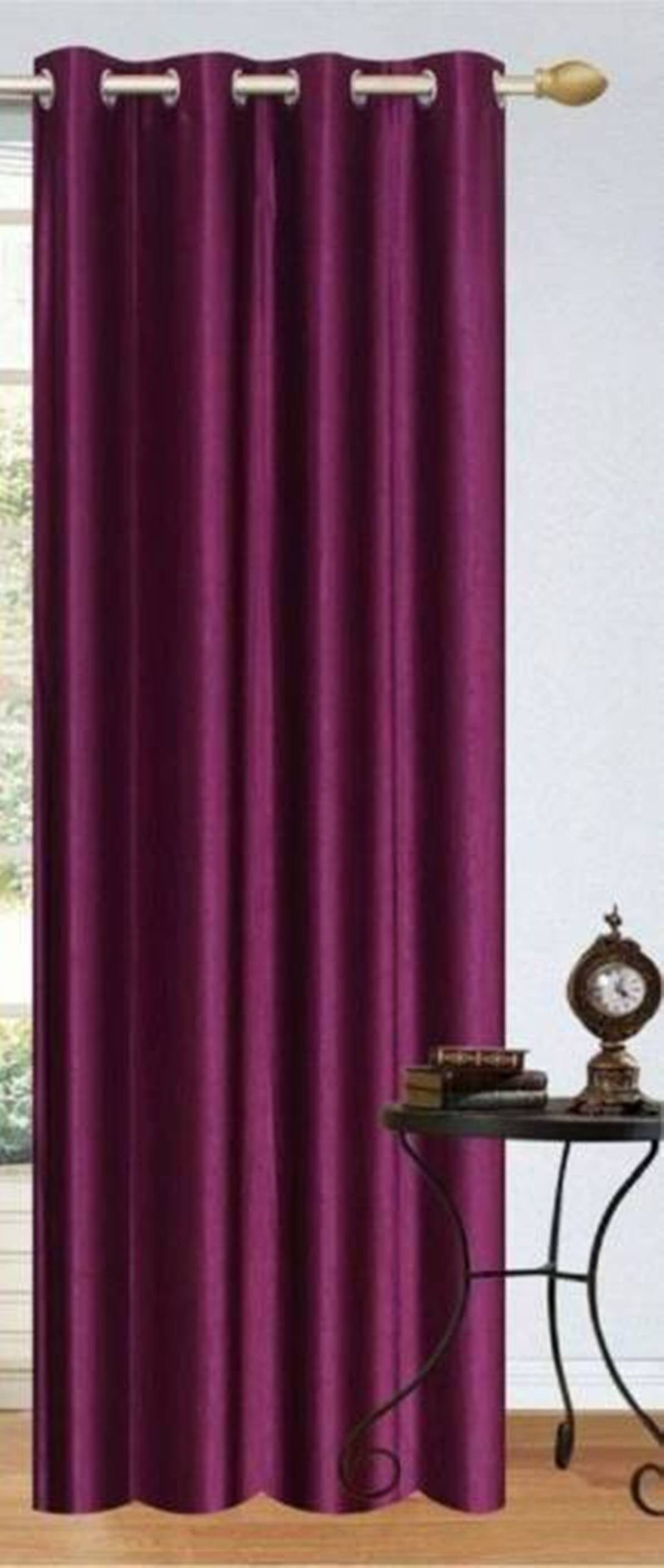 N2C Home Solid Semi-Transparent Eyelet Curtain 9 ft ( Pack of 1 ) - wine N2C Home Solid Semi-Transparent Eyelet Curtain 9 ft ( Pack of 1 ) - wine