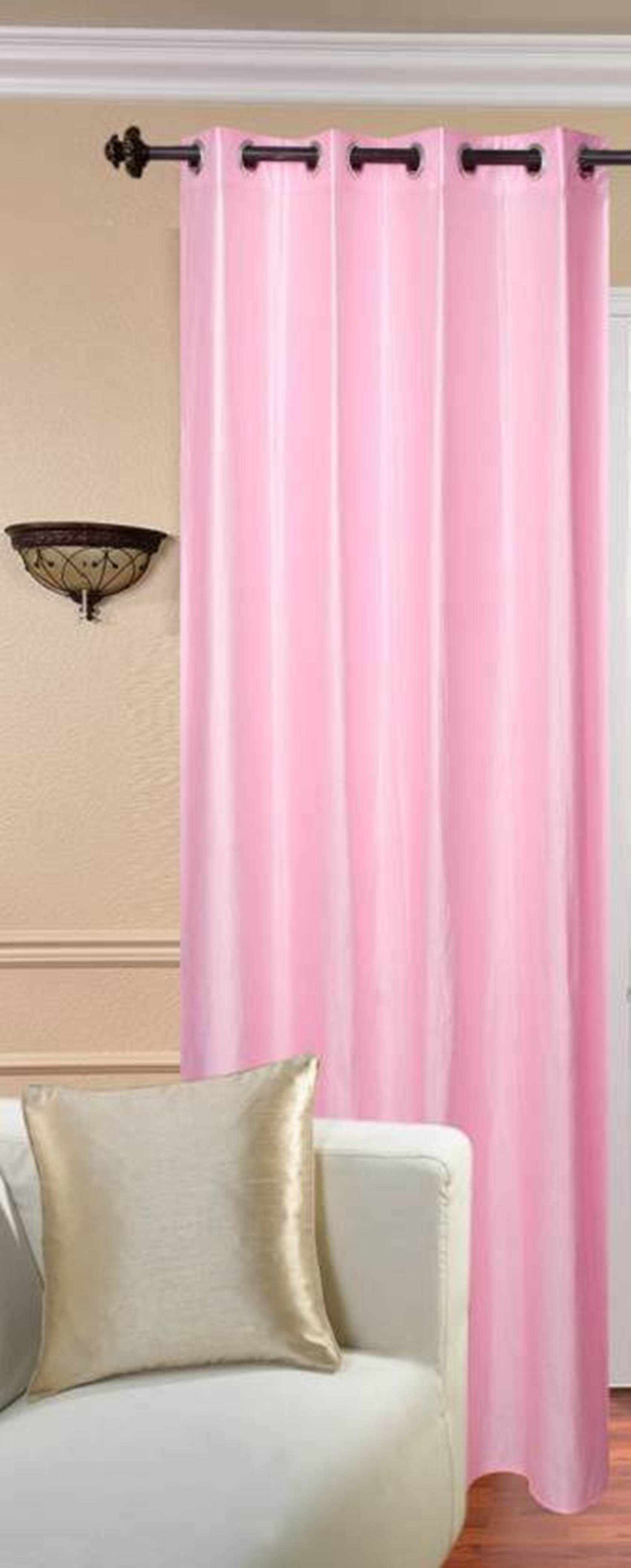 N2C Home Solid Semi-Transparent Eyelet Curtain 9 ft ( Pack of 1 ) - Pink N2C Home Solid Semi-Transparent Eyelet Curtain 9 ft ( Pack of 1 ) - Pink
