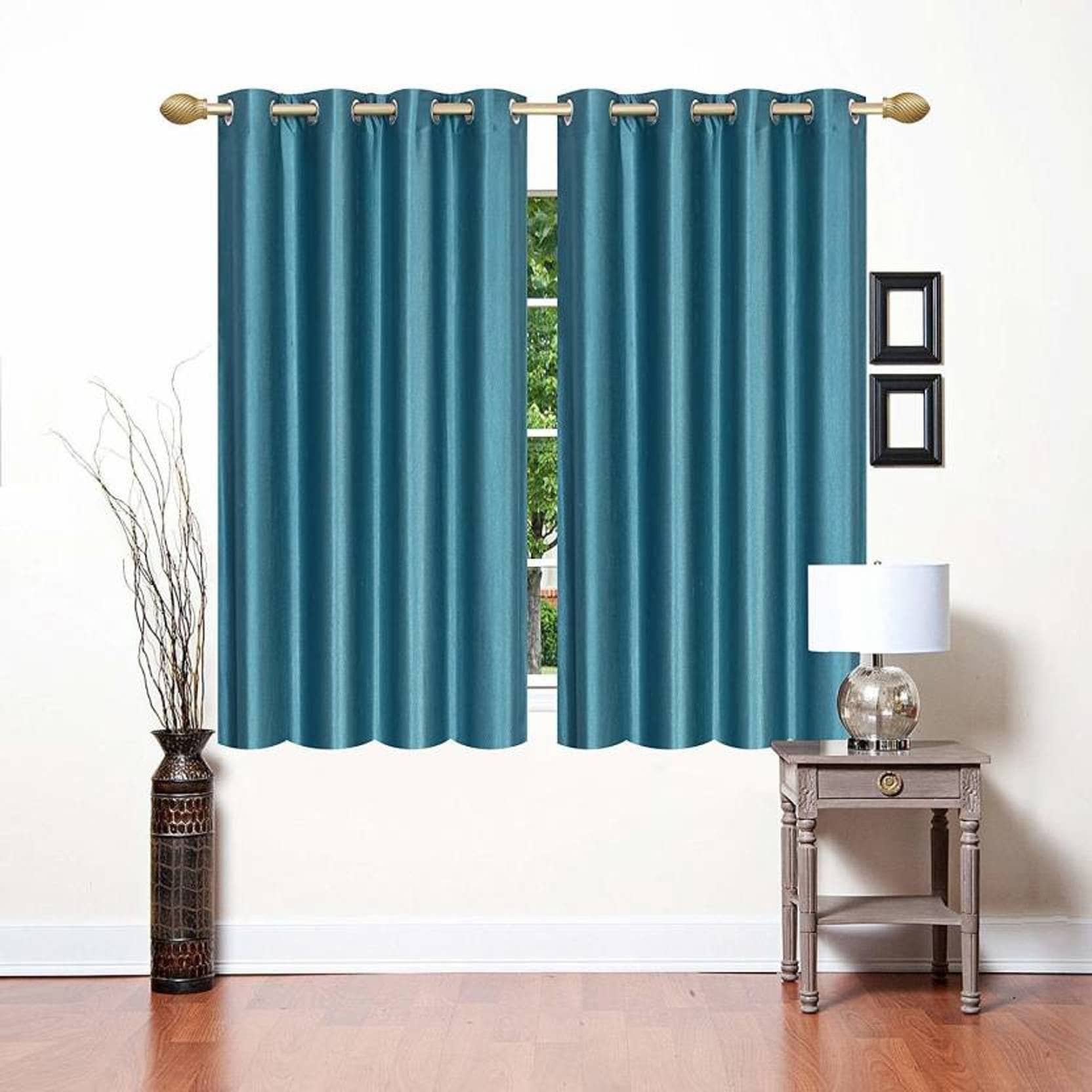 N2C Home Solid Semi-Transparent Eyelet Curtain 5 ft ( Pack of 2 ) - Teal