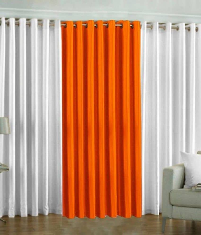N2C Home Solid Semi-Transparent Eyelet Curtain 5 ft ( Pack of 3 ) - Multicolor