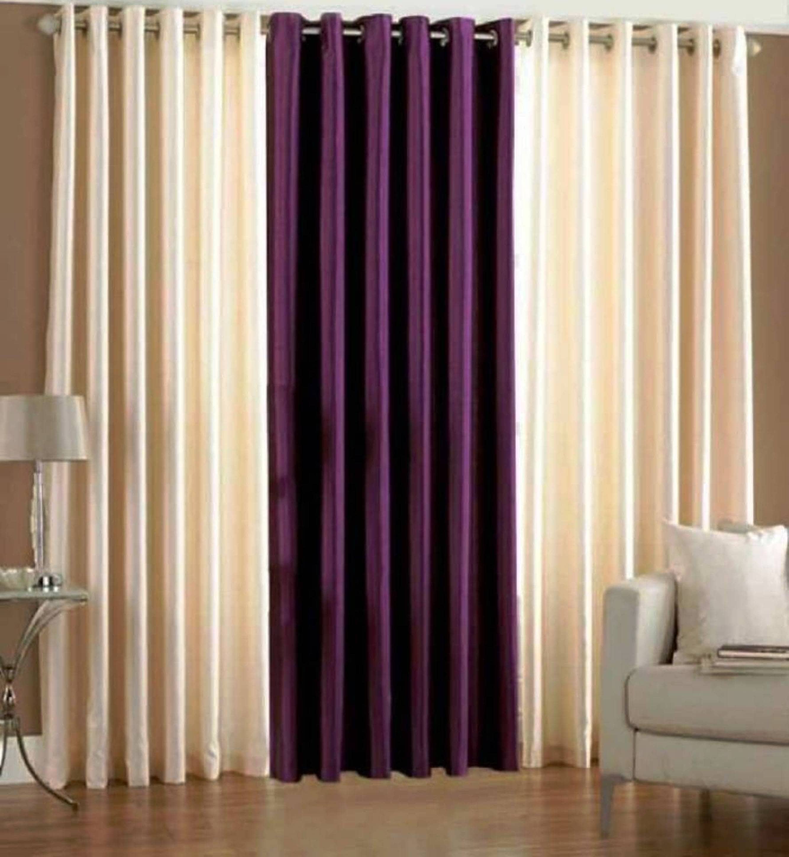 N2C Home Solid Semi-Transparent Eyelet Curtain 5 ft ( Pack of 3 ) - Multicolor