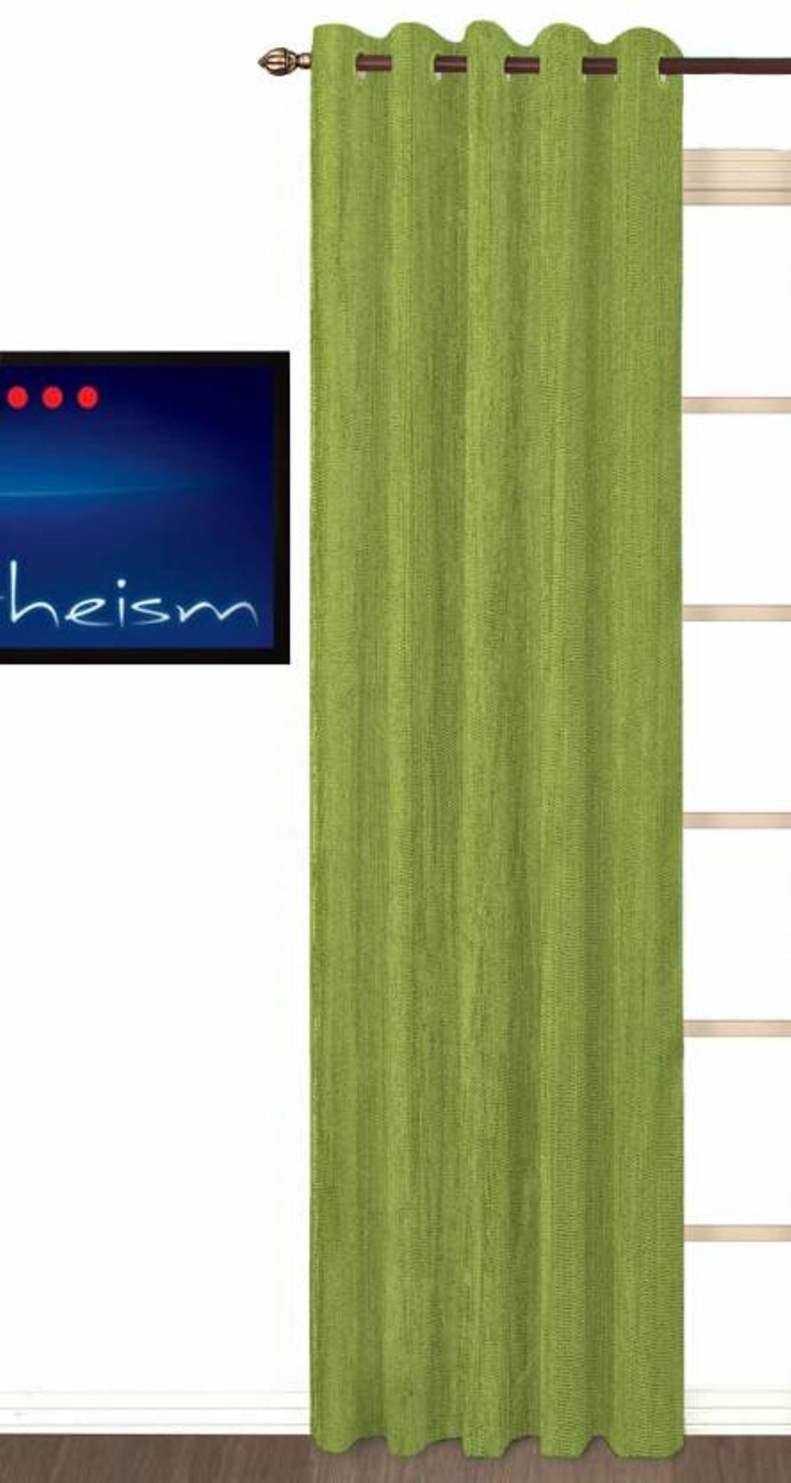 N2C Home Solid Semi-Transparent Eyelet Curtain 9 ft ( Pack of 1 ) - Green N2C Home Solid Semi-Transparent Eyelet Curtain 9 ft ( Pack of 1 ) - Green
