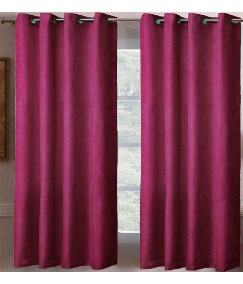     			N2C Home Solid Semi-Transparent Eyelet Curtain 5 ft ( Pack of 2 ) - Pink