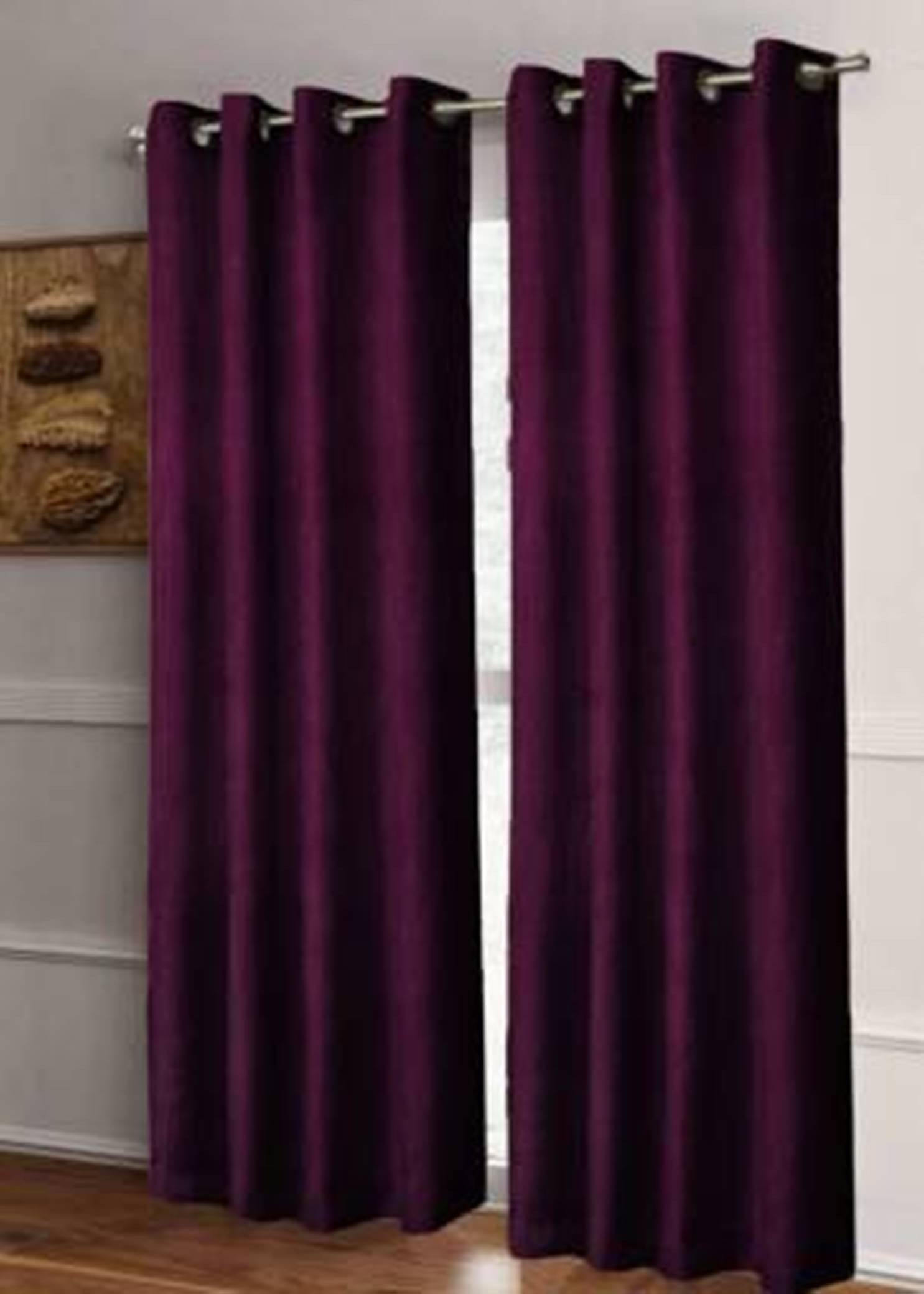 N2C Home Solid Semi-Transparent Eyelet Curtain 5 ft ( Pack of 2 ) - Wine N2C Home Solid Semi-Transparent Eyelet Curtain 5 ft ( Pack of 2 ) - Wine
