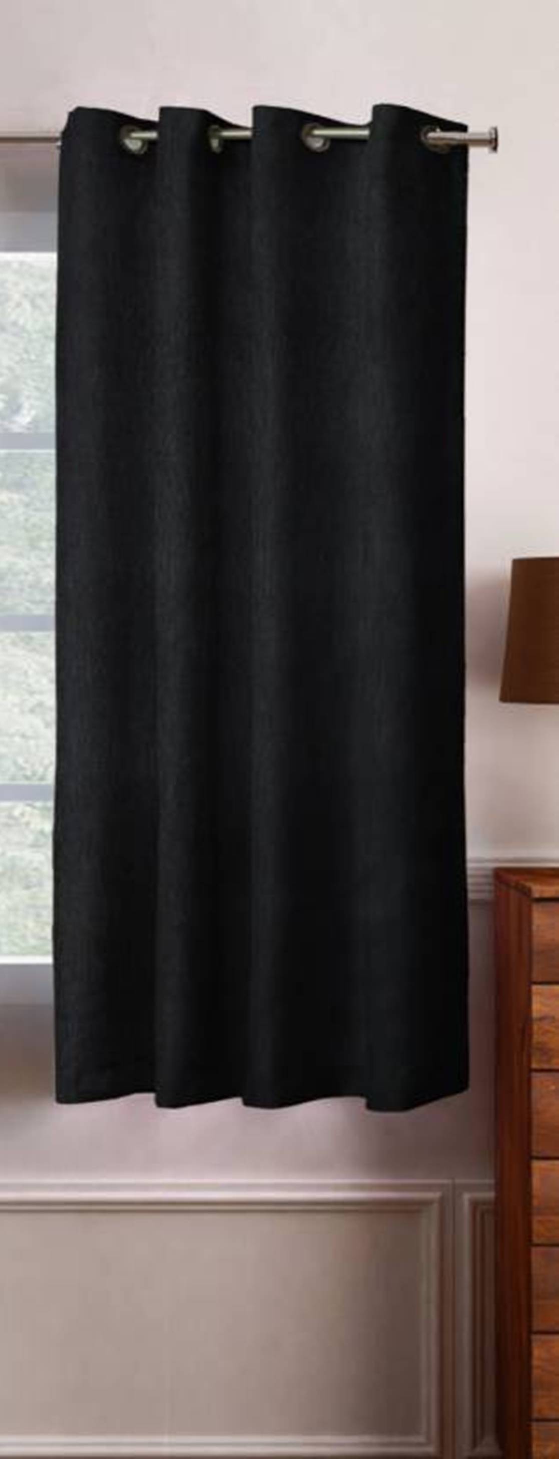 N2C Home Solid Semi-Transparent Eyelet Curtain 5 ft ( Pack of 1 ) - Black N2C Home Solid Semi-Transparent Eyelet Curtain 5 ft ( Pack of 1 ) - Black