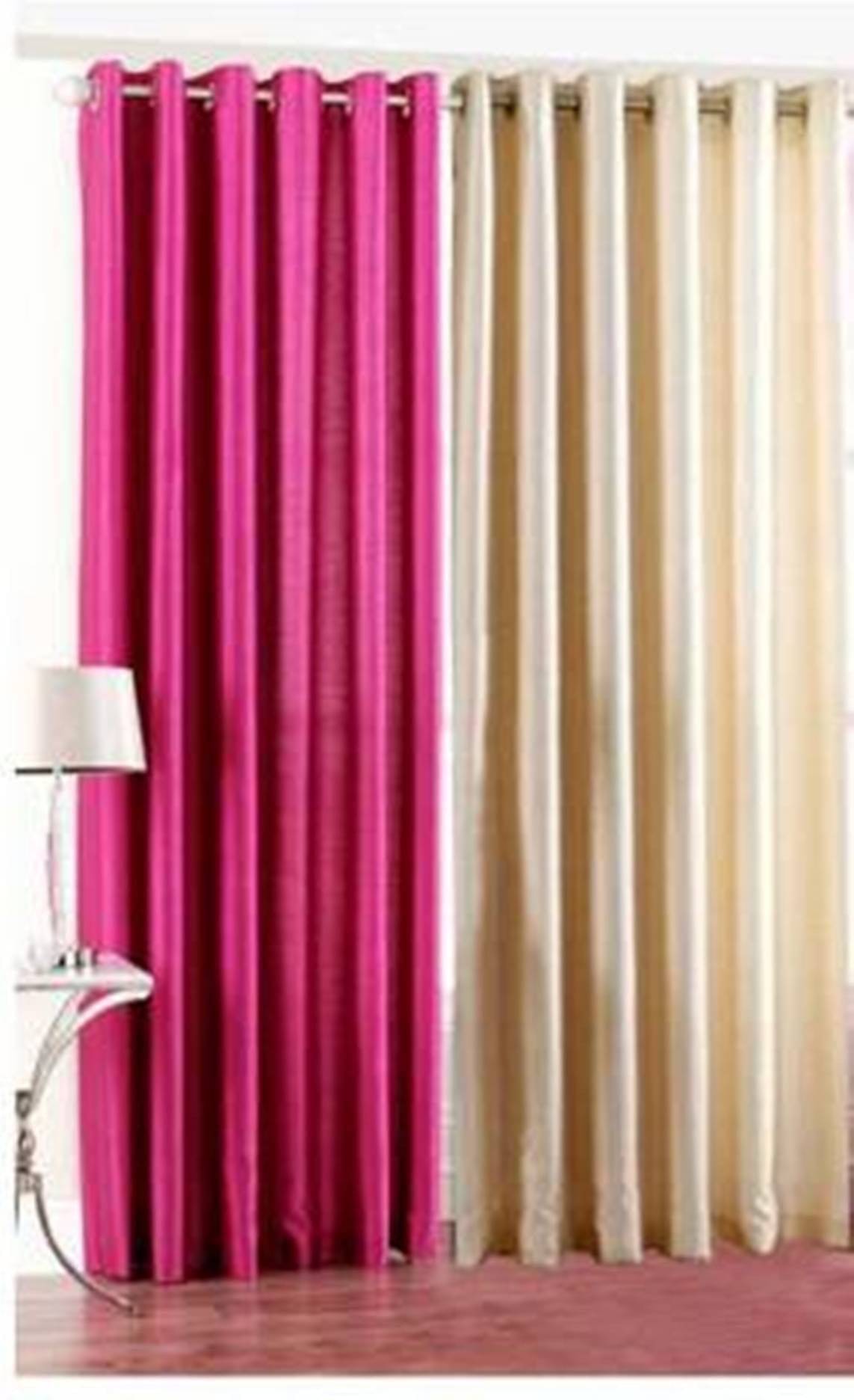     			N2C Home Solid Semi-Transparent Eyelet Curtain 5 ft ( Pack of 2 ) - Pink