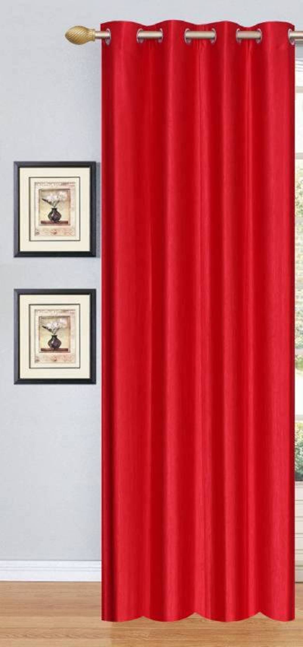     			N2C Home Solid Semi-Transparent Eyelet Curtain 9 ft ( Pack of 1 ) - Red