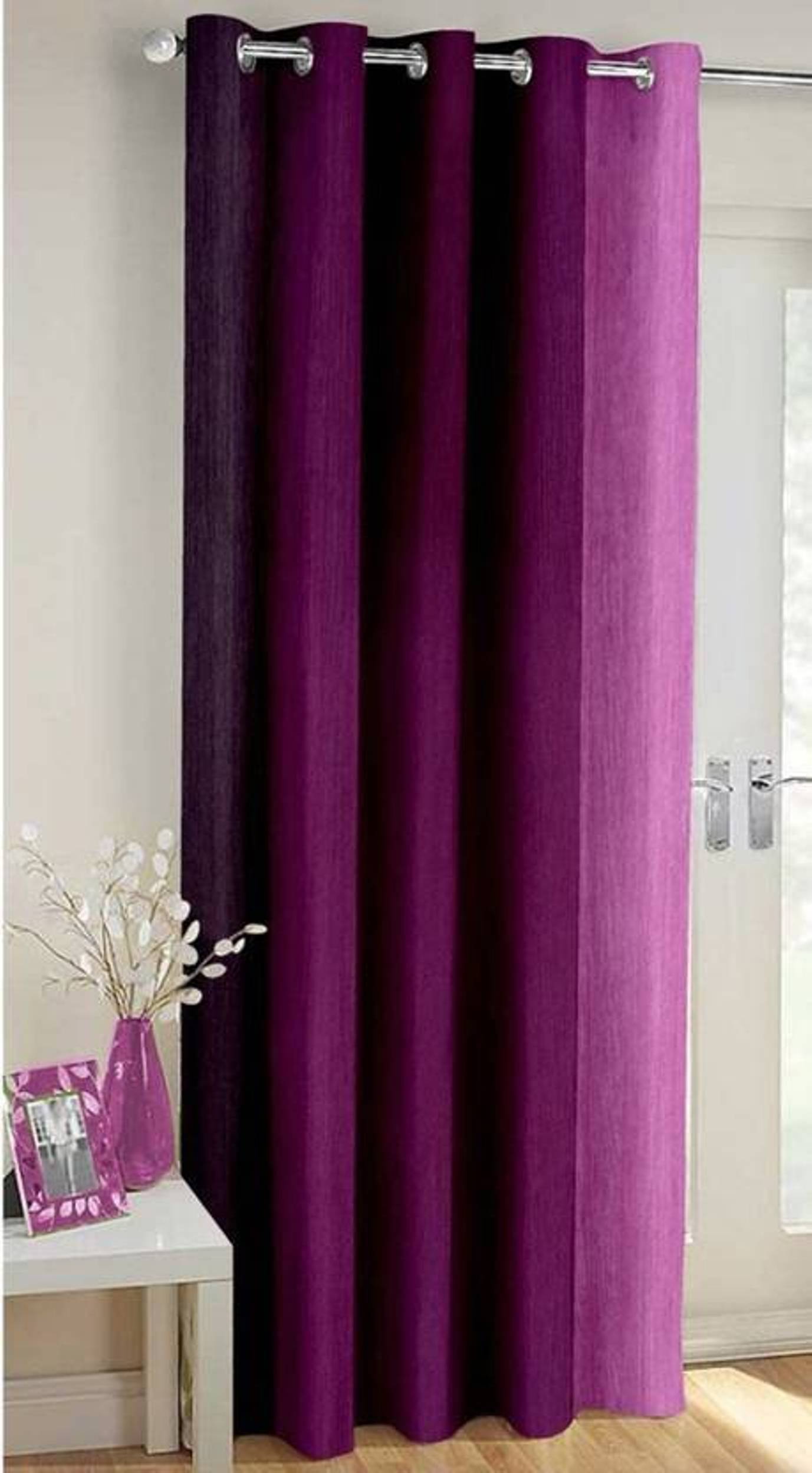 N2C Home Solid Semi-Transparent Eyelet Curtain 9 ft ( Pack of 1 ) - Purple N2C Home Solid Semi-Transparent Eyelet Curtain 9 ft ( Pack of 1 ) - Purple