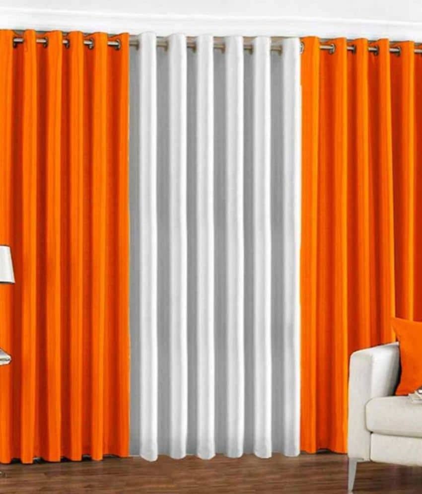 N2C Home Solid Semi-Transparent Eyelet Curtain 5 ft ( Pack of 3 ) - Multicolor