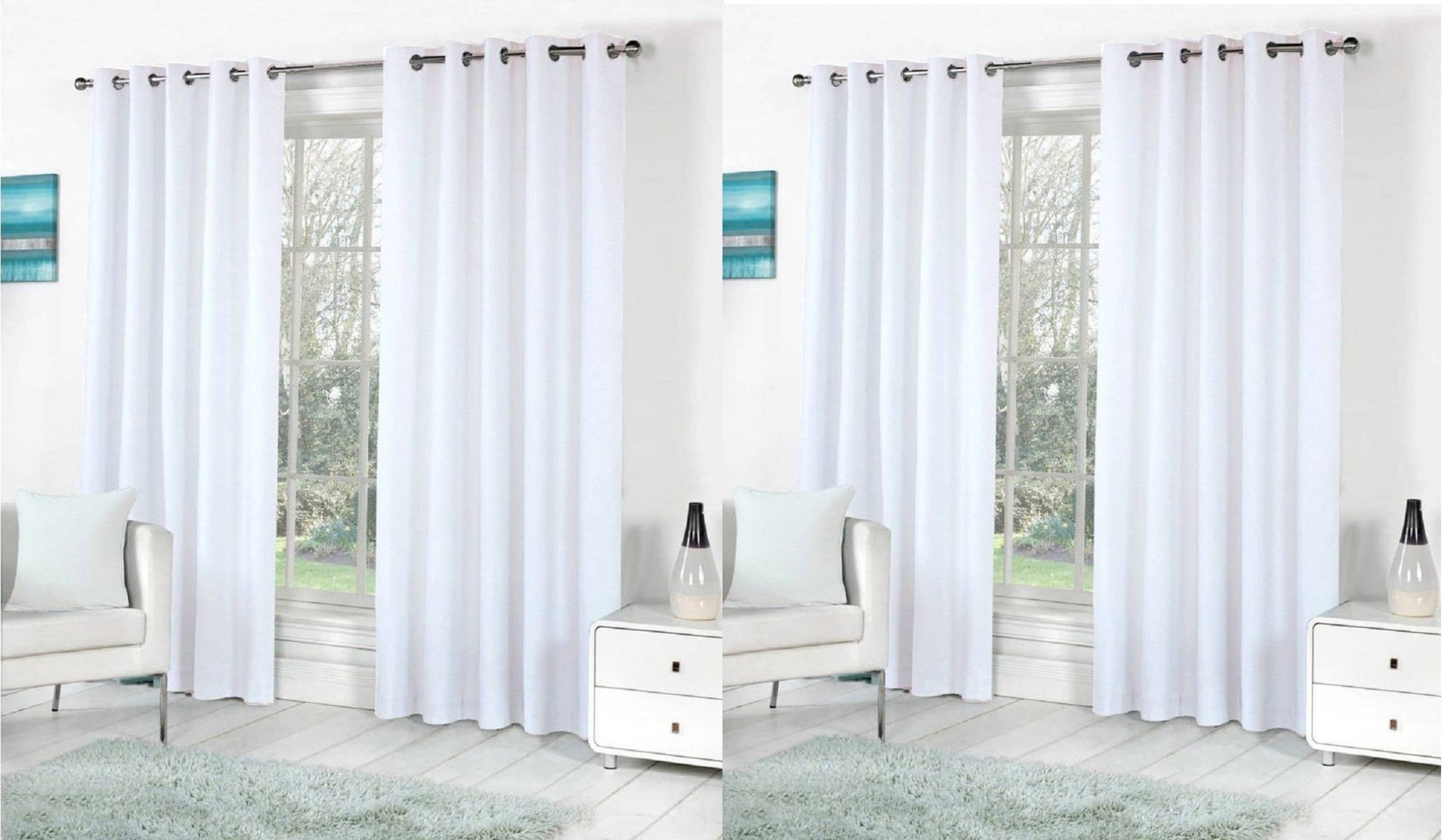 N2C Home Solid Semi-Transparent Eyelet Curtain 5 ft ( Pack of 4 ) - White N2C Home Solid Semi-Transparent Eyelet Curtain 5 ft ( Pack of 4 ) - White