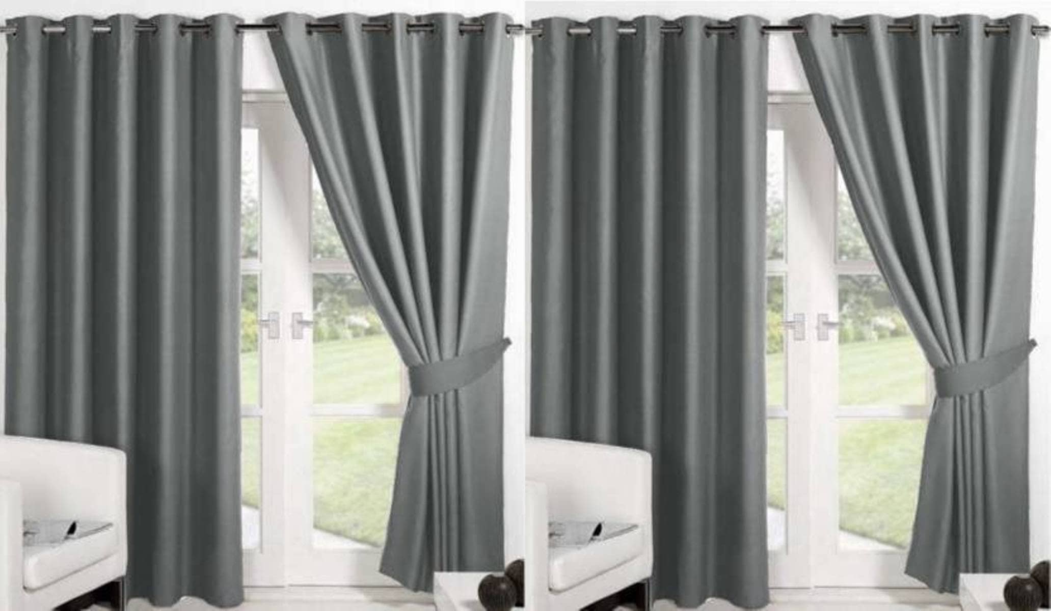 N2C Home Solid Semi-Transparent Eyelet Curtain 5 ft ( Pack of 4 ) - Dark Grey