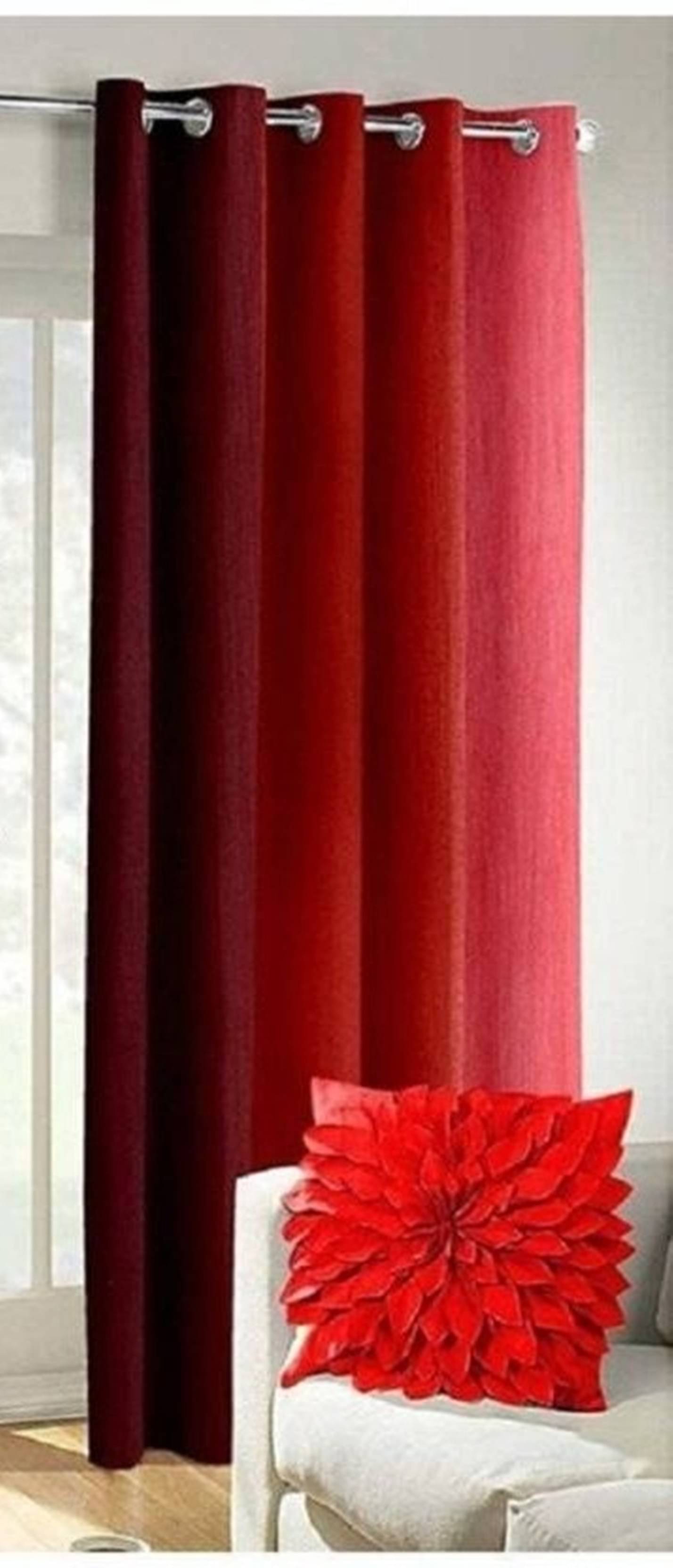 N2C Home Solid Semi-Transparent Eyelet Curtain 5 ft ( Pack of 1 ) - Red N2C Home Solid Semi-Transparent Eyelet Curtain 5 ft ( Pack of 1 ) - Red