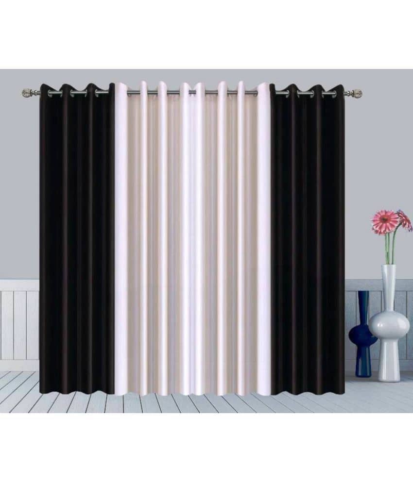 N2C Home Solid Semi-Transparent Eyelet Curtain 7 ft ( Pack of 4 ) - Multicolor