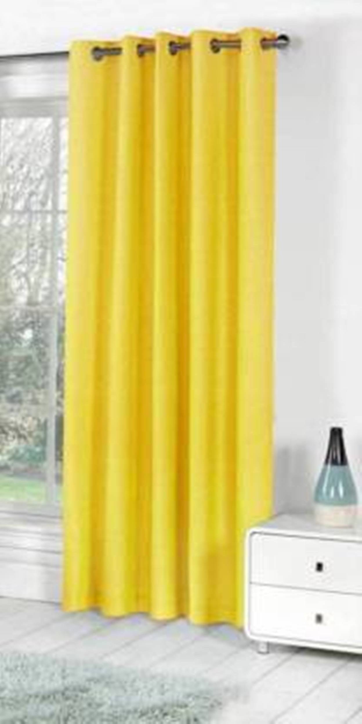 N2C Home Solid Semi-Transparent Eyelet Curtain 9 ft ( Pack of 1 ) - Yellow N2C Home Solid Semi-Transparent Eyelet Curtain 9 ft ( Pack of 1 ) - Yellow