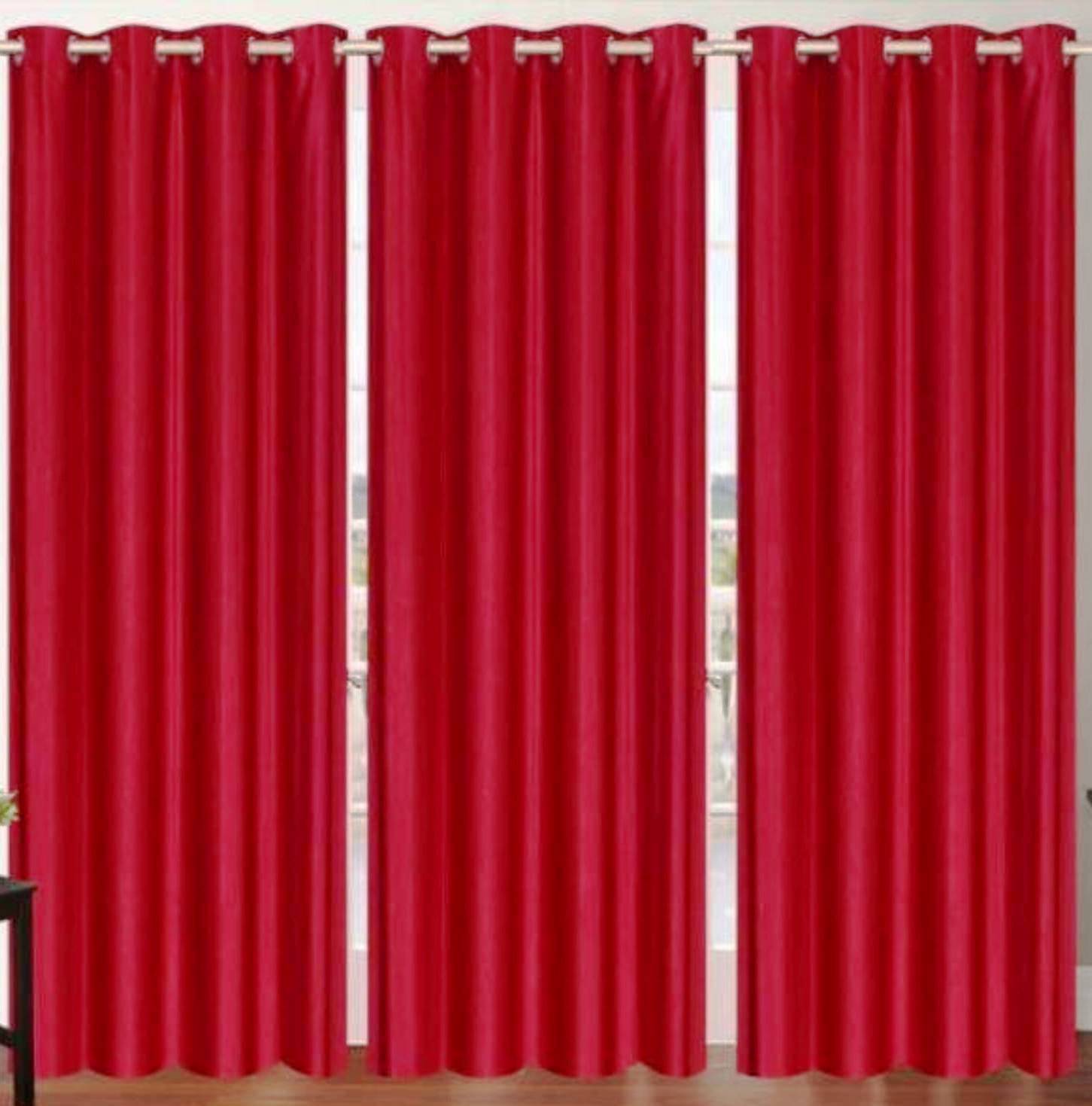 N2C Home Solid Semi-Transparent Eyelet Curtain 9 ft ( Pack of 3 ) - Maroon N2C Home Solid Semi-Transparent Eyelet Curtain 9 ft ( Pack of 3 ) - Maroon