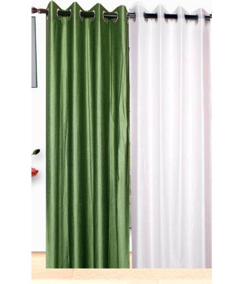     			N2C Home Solid Semi-Transparent Eyelet Curtain 7 ft ( Pack of 2 ) - Multicolor