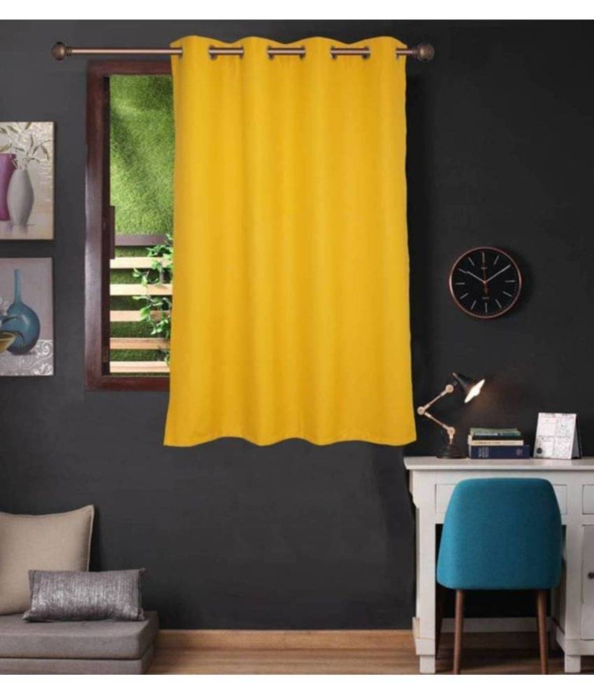N2C Home Solid Semi-Transparent Eyelet Curtain 5 ft ( Pack of 1 ) - Yellow N2C Home Solid Semi-Transparent Eyelet Curtain 5 ft ( Pack of 1 ) - Yellow