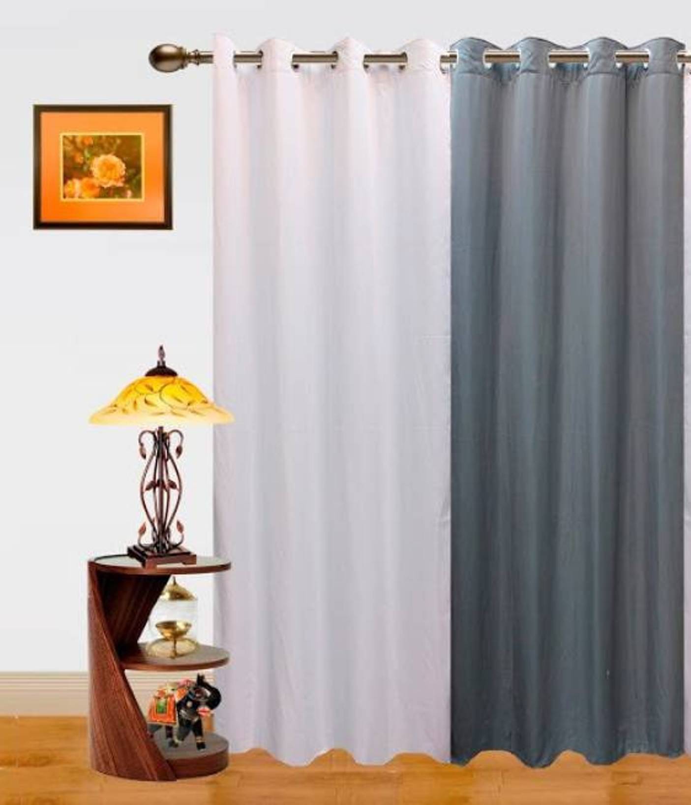 N2C Home Solid Semi-Transparent Eyelet Curtain 5 ft ( Pack of 2 ) - Multicolor     			N2C Home Solid Semi-Transparent Eyelet Curtain 5 ft ( Pack of 2 ) - Multicolor