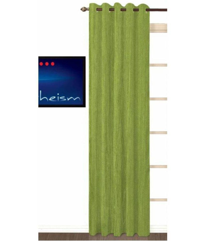 N2C Home Solid Semi-Transparent Eyelet Curtain 7 ft ( Pack of 1 ) - Green N2C Home Solid Semi-Transparent Eyelet Curtain 7 ft ( Pack of 1 ) - Green