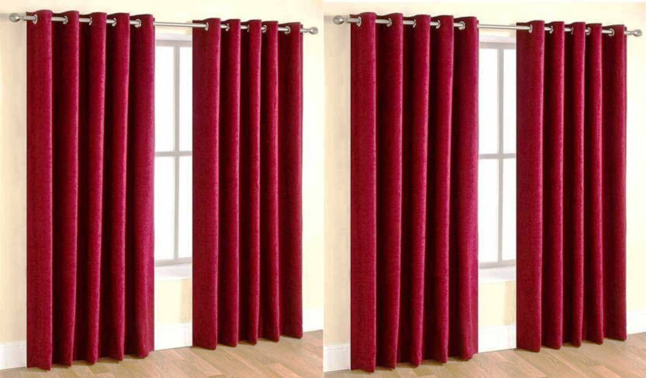     			N2C Home Solid Semi-Transparent Eyelet Curtain 7 ft ( Pack of 4 ) - Maroon