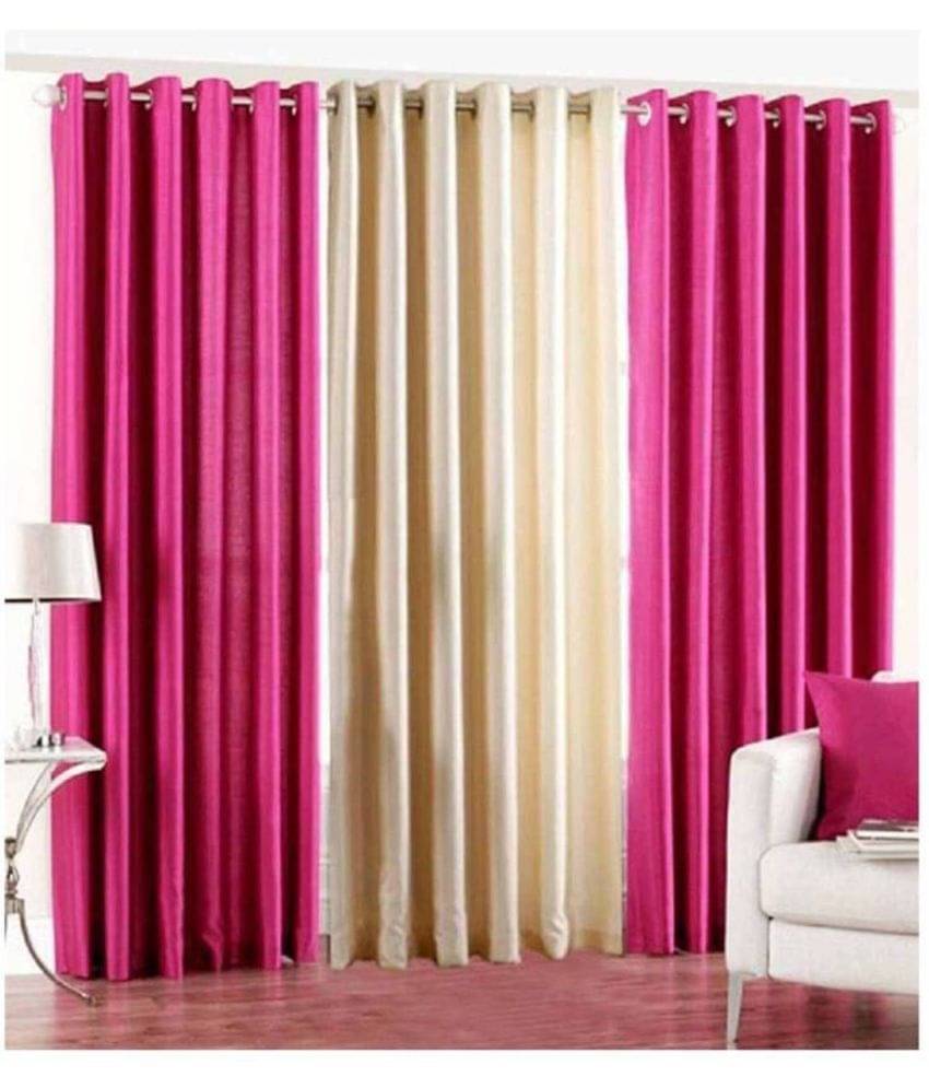    			N2C Home Solid Semi-Transparent Eyelet Curtain 7 ft ( Pack of 3 ) - Green