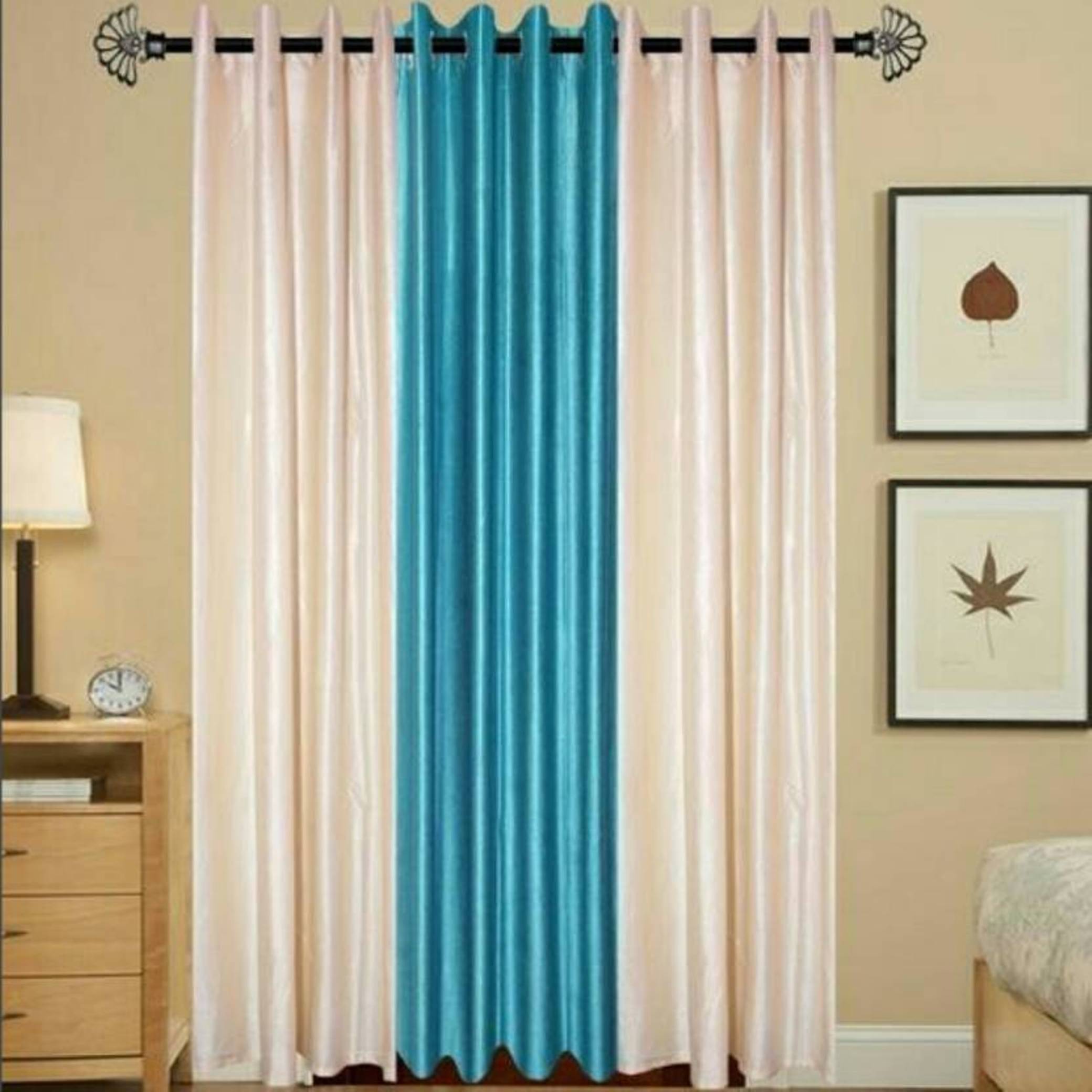    			N2C Home Solid Semi-Transparent Eyelet Curtain 5 ft ( Pack of 3 ) - Multicolor