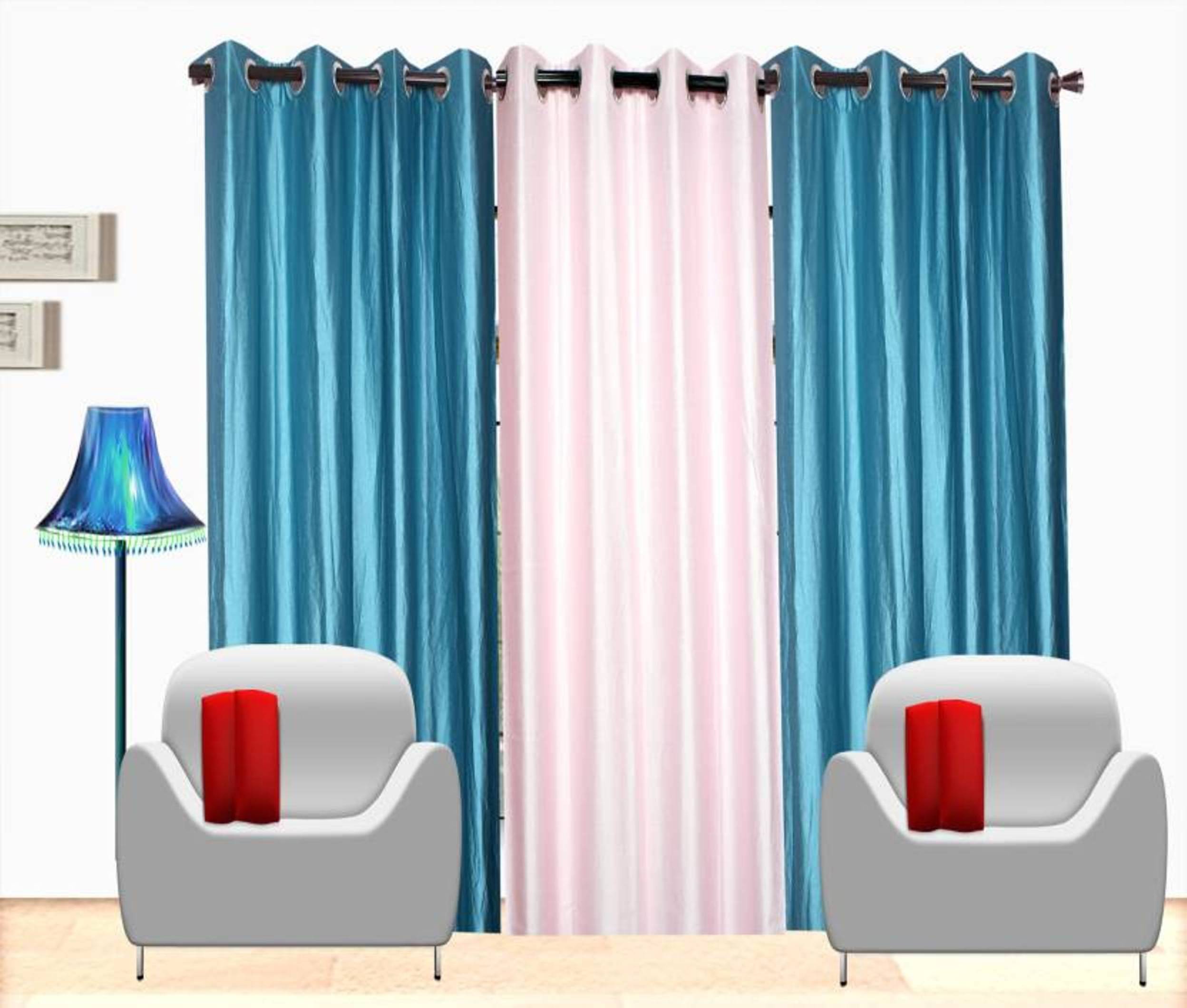 N2C Home Solid Semi-Transparent Eyelet Curtain 7 ft ( Pack of 3 ) - Multicolor N2C Home Solid Semi-Transparent Eyelet Curtain 7 ft ( Pack of 3 ) - Multicolor