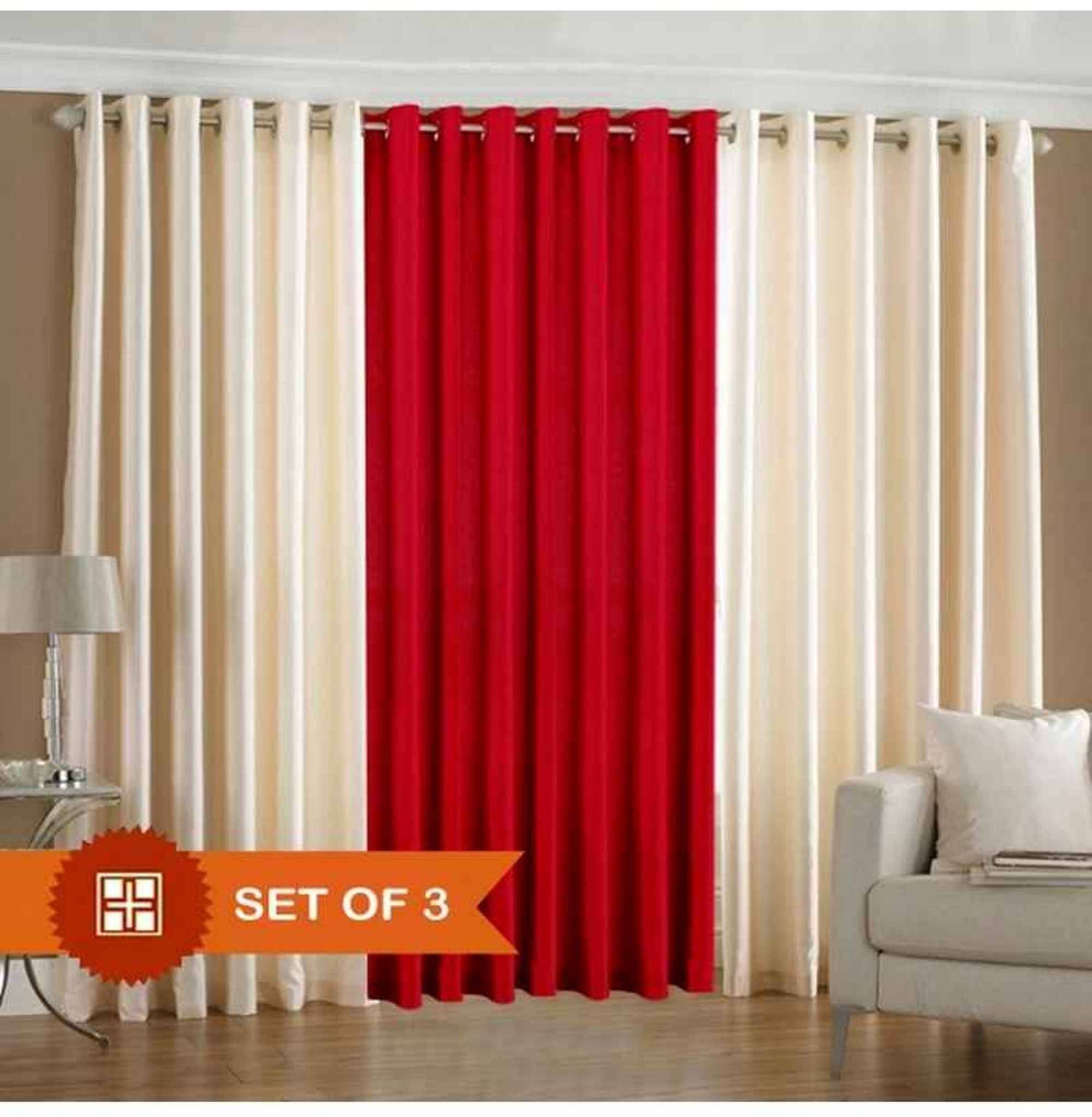 N2C Home Solid Semi-Transparent Eyelet Curtain 7 ft ( Pack of 3 ) - Multicolor N2C Home Solid Semi-Transparent Eyelet Curtain 7 ft ( Pack of 3 ) - Multicolor