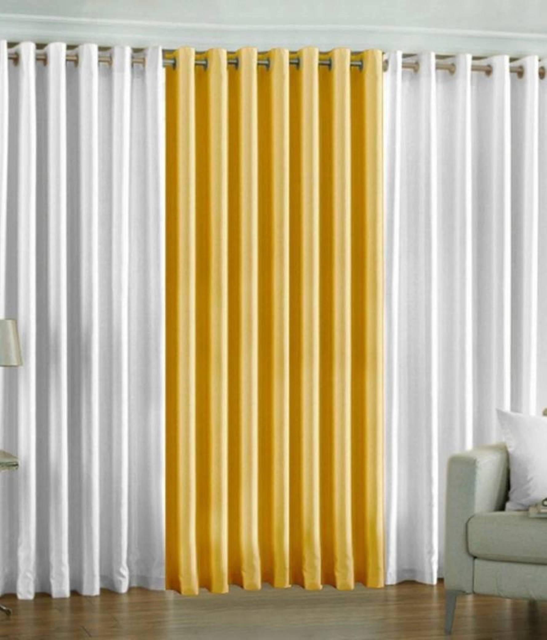 N2C Home Solid Semi-Transparent Eyelet Curtain 5 ft ( Pack of 3 ) - Cream N2C Home Solid Semi-Transparent Eyelet Curtain 5 ft ( Pack of 3 ) - Cream
