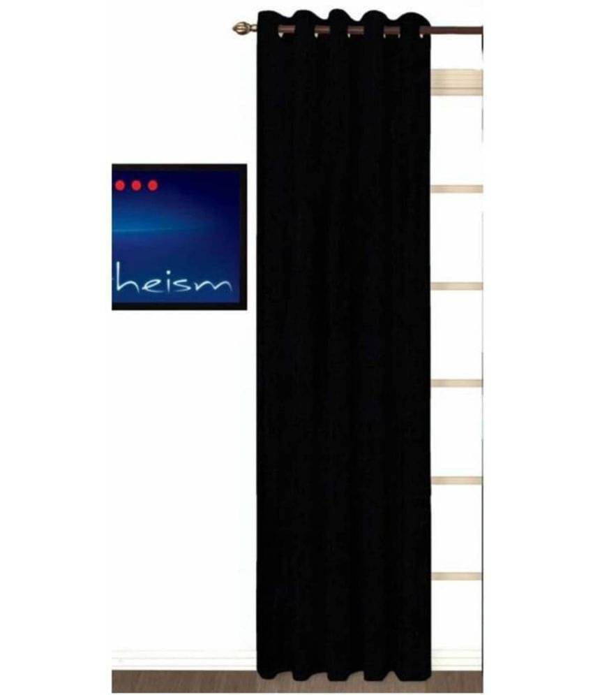 N2C Home Solid Semi-Transparent Eyelet Curtain 7 ft ( Pack of 1 ) - Black N2C Home Solid Semi-Transparent Eyelet Curtain 7 ft ( Pack of 1 ) - Black