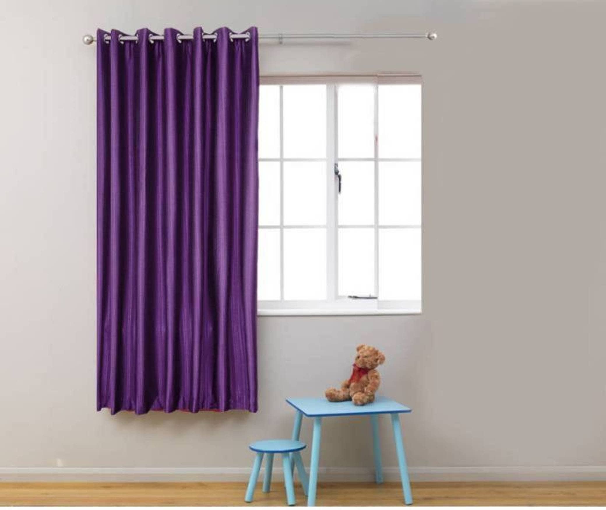 N2C Home Solid Semi-Transparent Eyelet Curtain 5 ft ( Pack of 1 ) - Purple