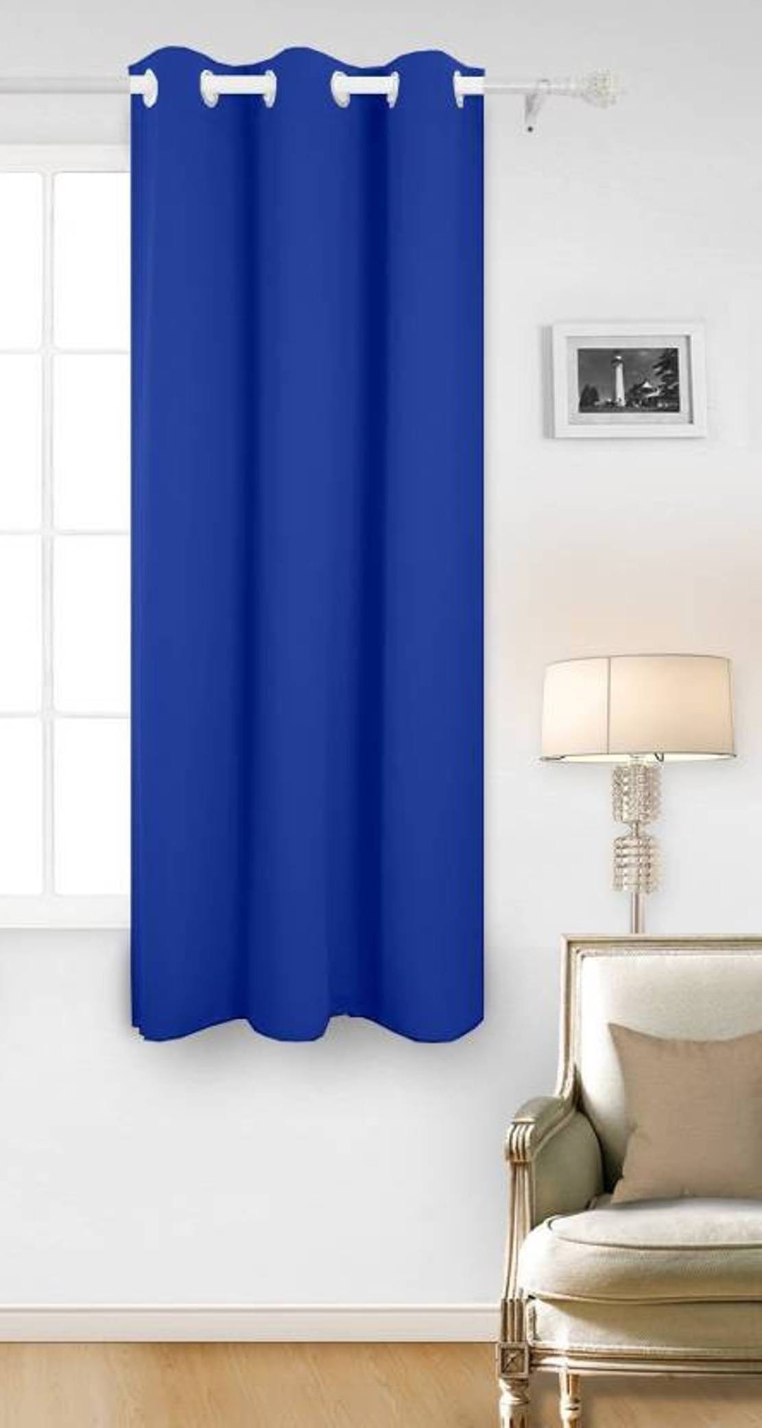 N2C Home Solid Semi-Transparent Eyelet Curtain 9 ft ( Pack of 1 ) - Blue N2C Home Solid Semi-Transparent Eyelet Curtain 9 ft ( Pack of 1 ) - Blue