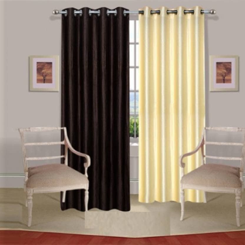 N2C Home Solid Semi-Transparent Eyelet Curtain 5 ft ( Pack of 2 ) - Multicolor