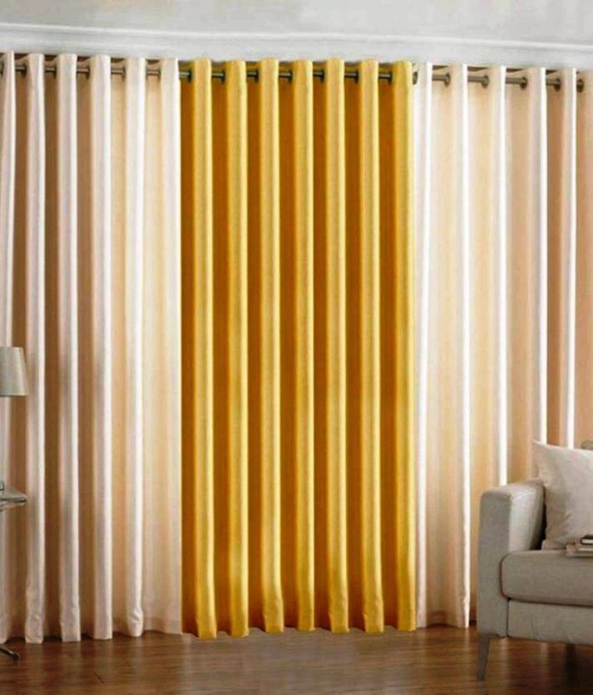 N2C Home Solid Semi-Transparent Eyelet Curtain 9 ft ( Pack of 3 ) - Multicolor N2C Home Solid Semi-Transparent Eyelet Curtain 9 ft ( Pack of 3 ) - Multicolor