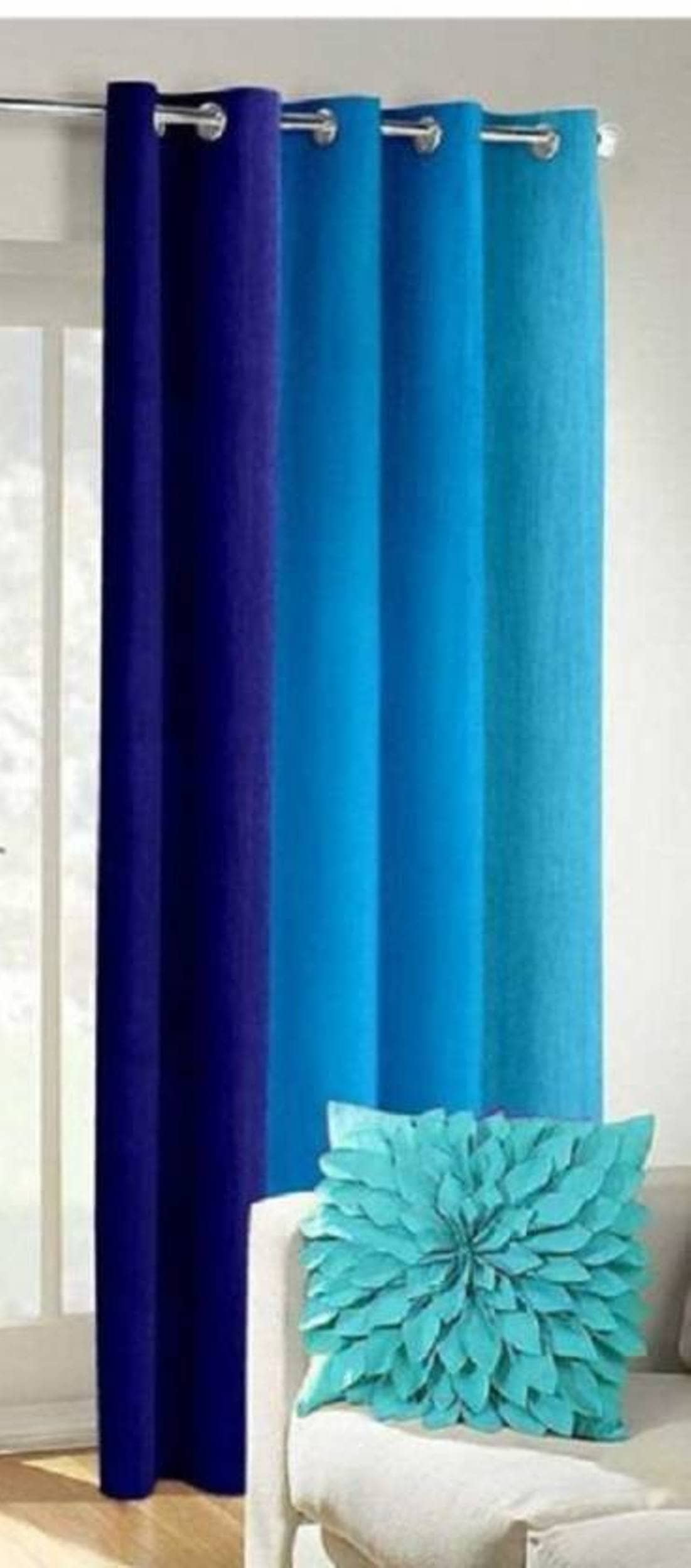 N2C Home Solid Semi-Transparent Eyelet Curtain 5 ft ( Pack of 1 ) - Teal