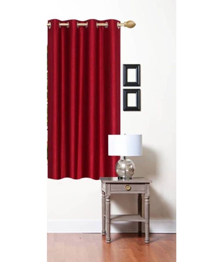 N2C Home Solid Semi-Transparent Eyelet Curtain 5 ft ( Pack of 1 ) - Maroon