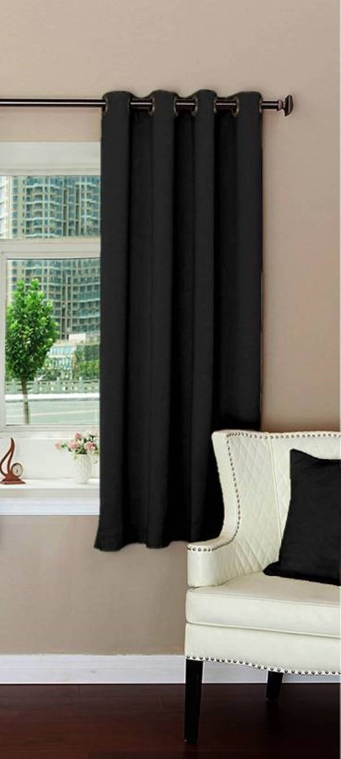     			N2C Home Solid Semi-Transparent Eyelet Curtain 5 ft ( Pack of 1 ) - Black
