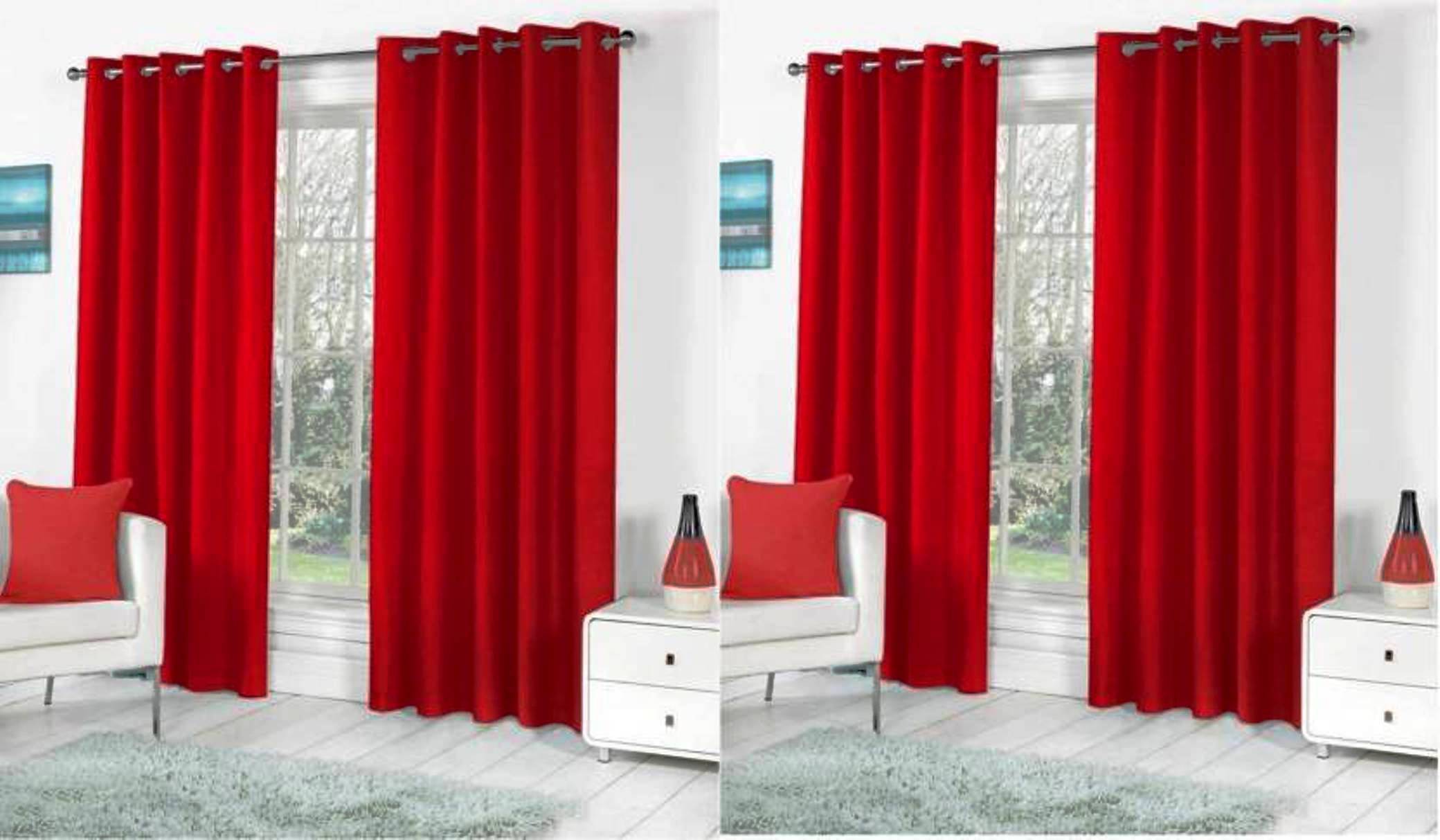     			N2C Home Solid Semi-Transparent Eyelet Curtain 5 ft ( Pack of 4 ) - Red
