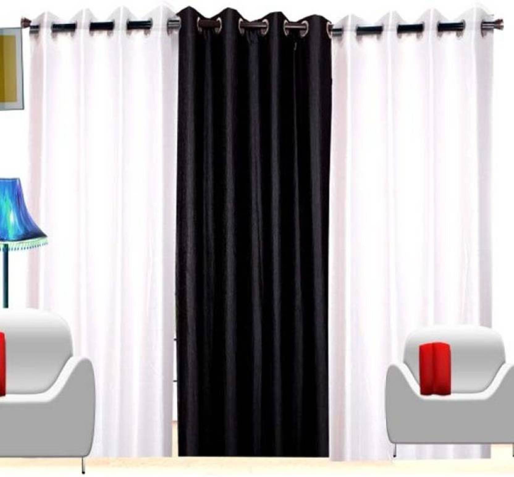 N2C Home Solid Semi-Transparent Eyelet Curtain 7 ft ( Pack of 3 ) - Multicolor     			N2C Home Solid Semi-Transparent Eyelet Curtain 7 ft ( Pack of 3 ) - Multicolor