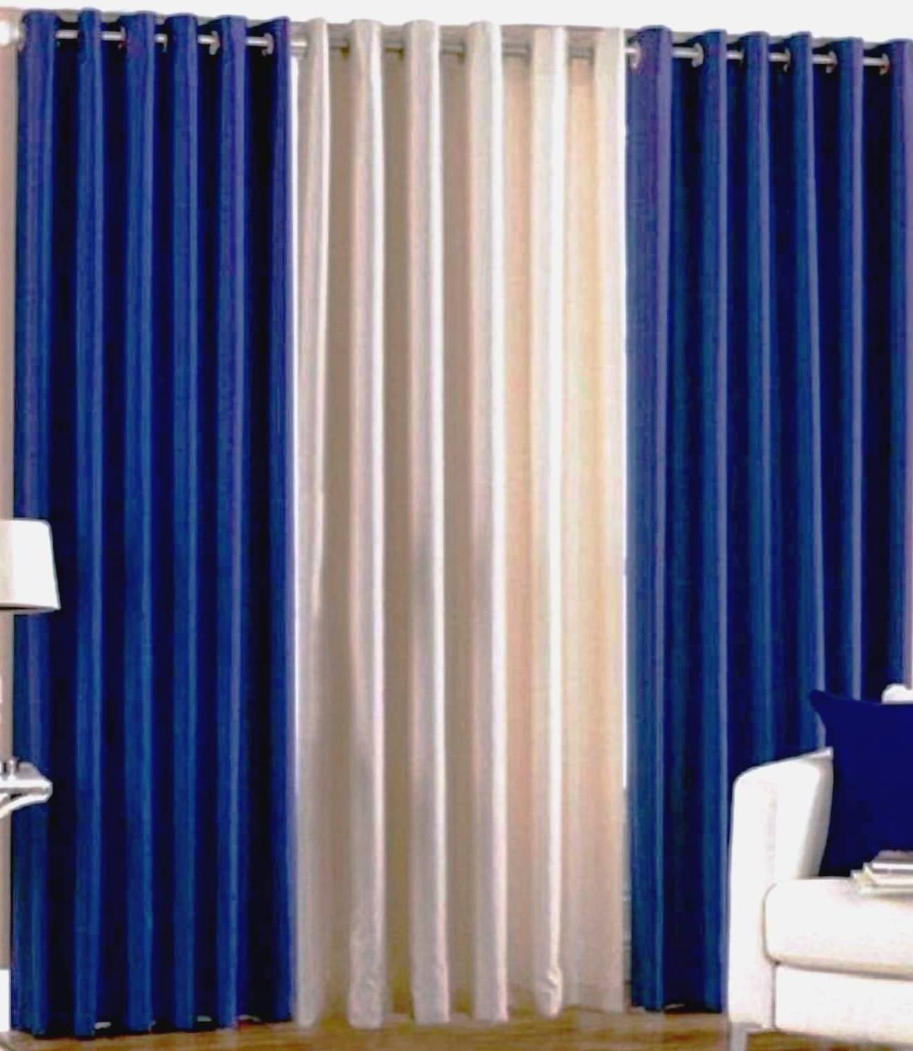     			N2C Home Solid Semi-Transparent Eyelet Curtain 5 ft ( Pack of 3 ) - Blue