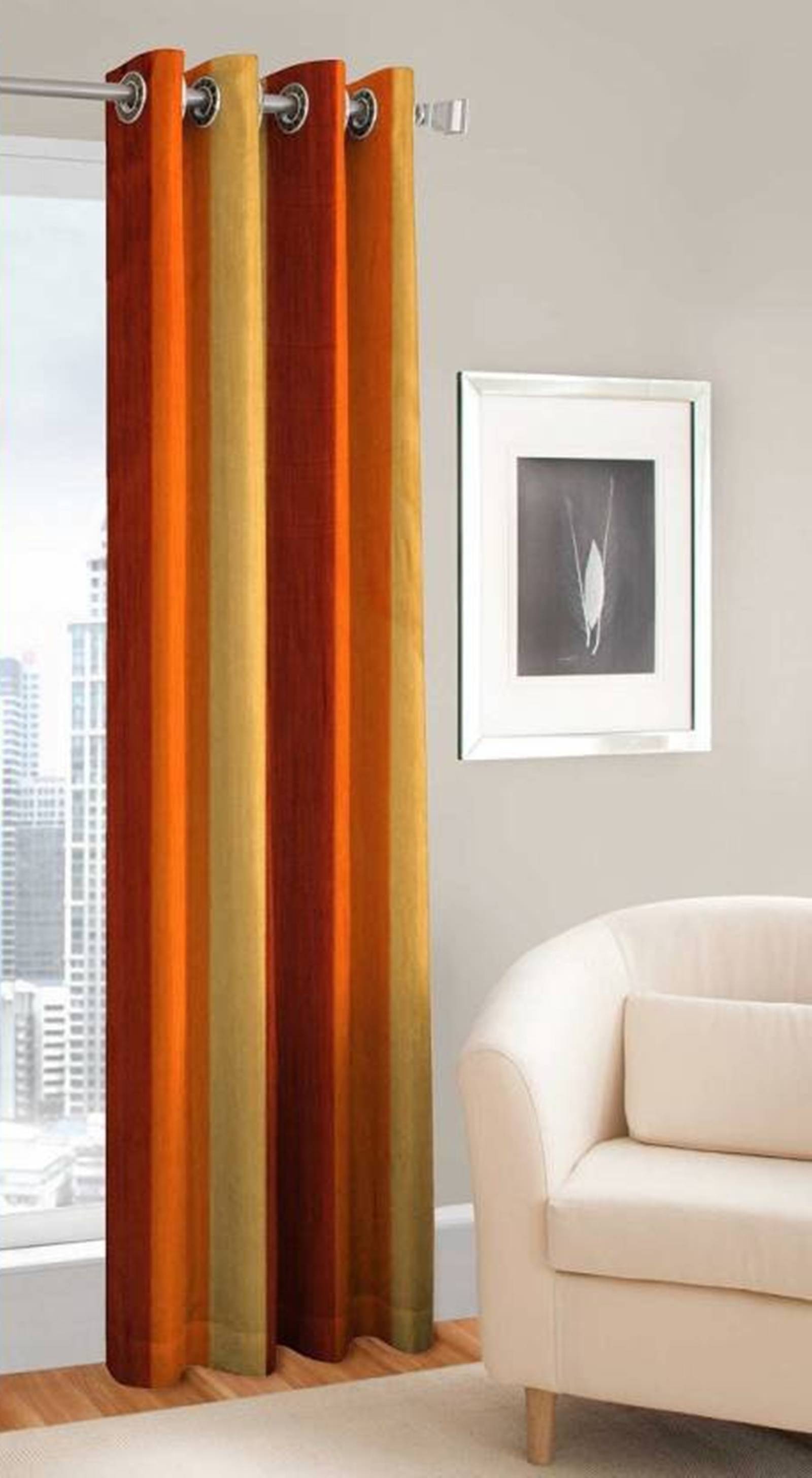 N2C Home Solid Semi-Transparent Eyelet Curtain 5 ft ( Pack of 1 ) - Orange N2C Home Solid Semi-Transparent Eyelet Curtain 5 ft ( Pack of 1 ) - Orange