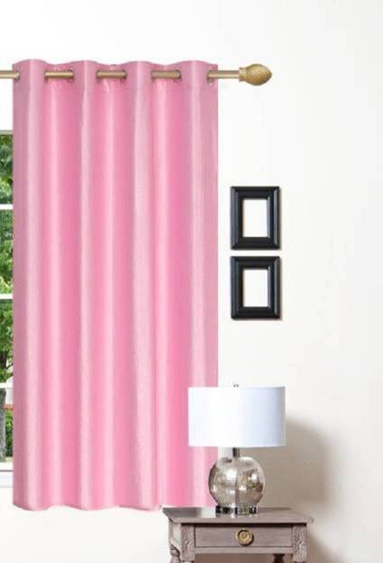 N2C Home Solid Semi-Transparent Eyelet Curtain 5 ft ( Pack of 1 ) - Pink N2C Home Solid Semi-Transparent Eyelet Curtain 5 ft ( Pack of 1 ) - Pink