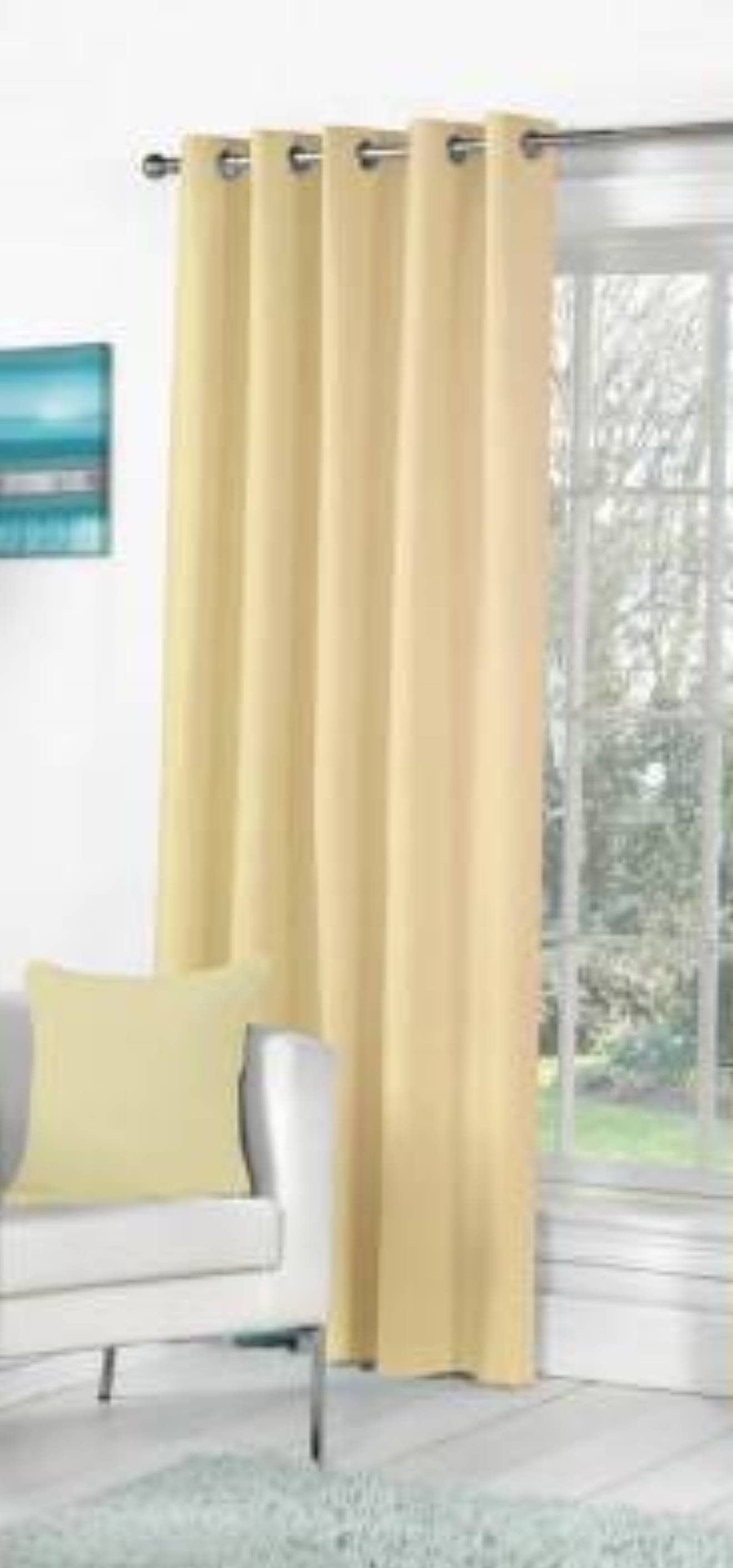 N2C Home Solid Semi-Transparent Eyelet Curtain 9 ft ( Pack of 1 ) - Cream
